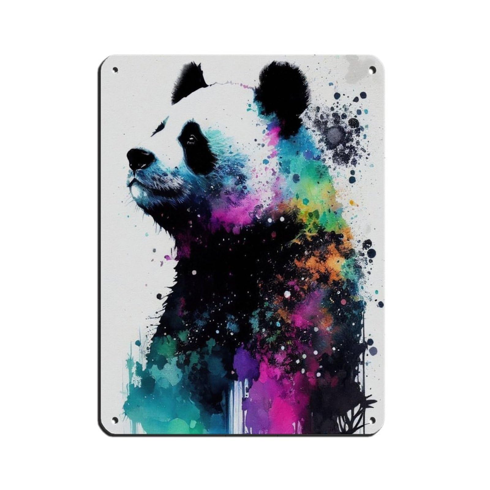 Watercolour Panda Portrait Poster（1） Tin Sign Vintage Metal Pub Club Cafe Bar Home Wall Art Decoration Poster Retro 12x16inch(30x40cm)