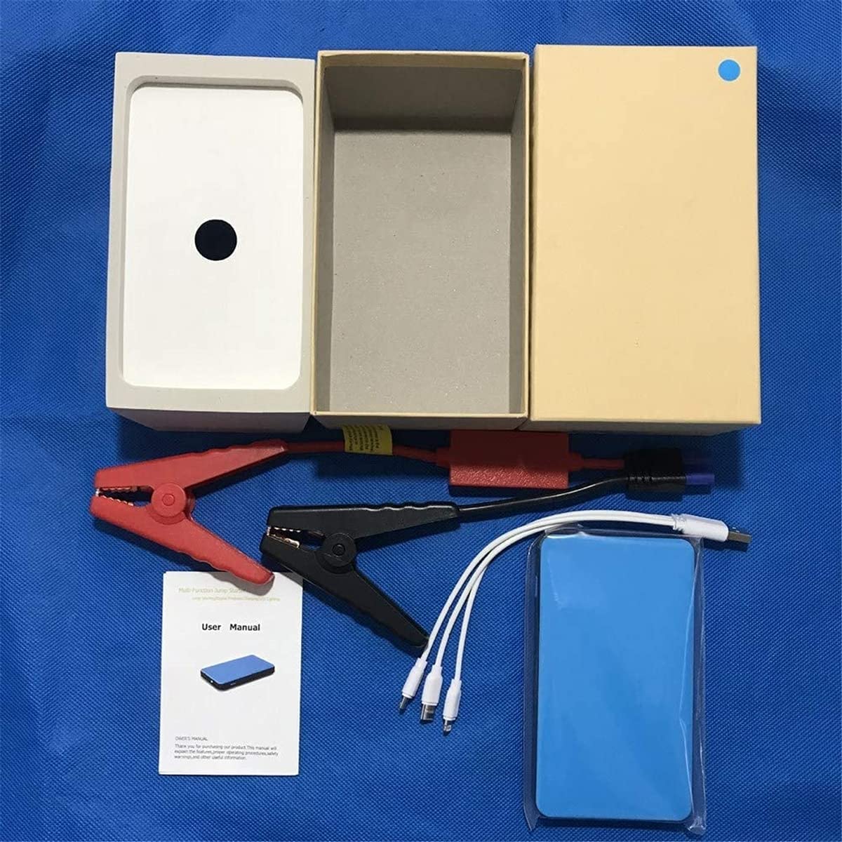 Arrancador de Coche de 20000 mAh, Dispositivo de Arranque portátil para Coche de 12 V, Cargador de Coche, arrancador de Emergencia con Pinza, Linterna LED y Cable.