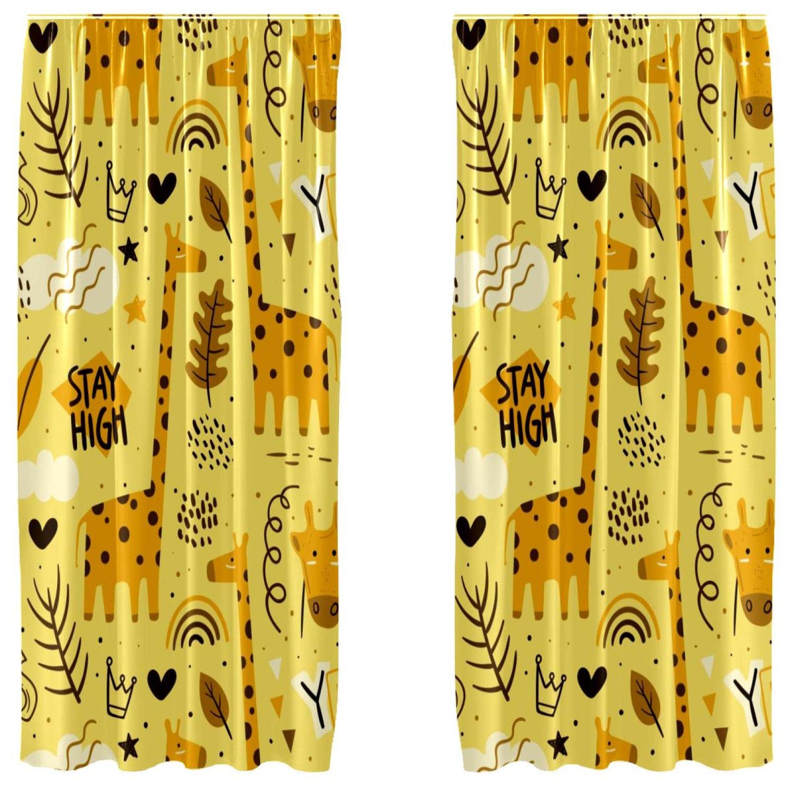 Cortinas infantiles de jirafa para decorar cuartos de juegos alegres y luminosos