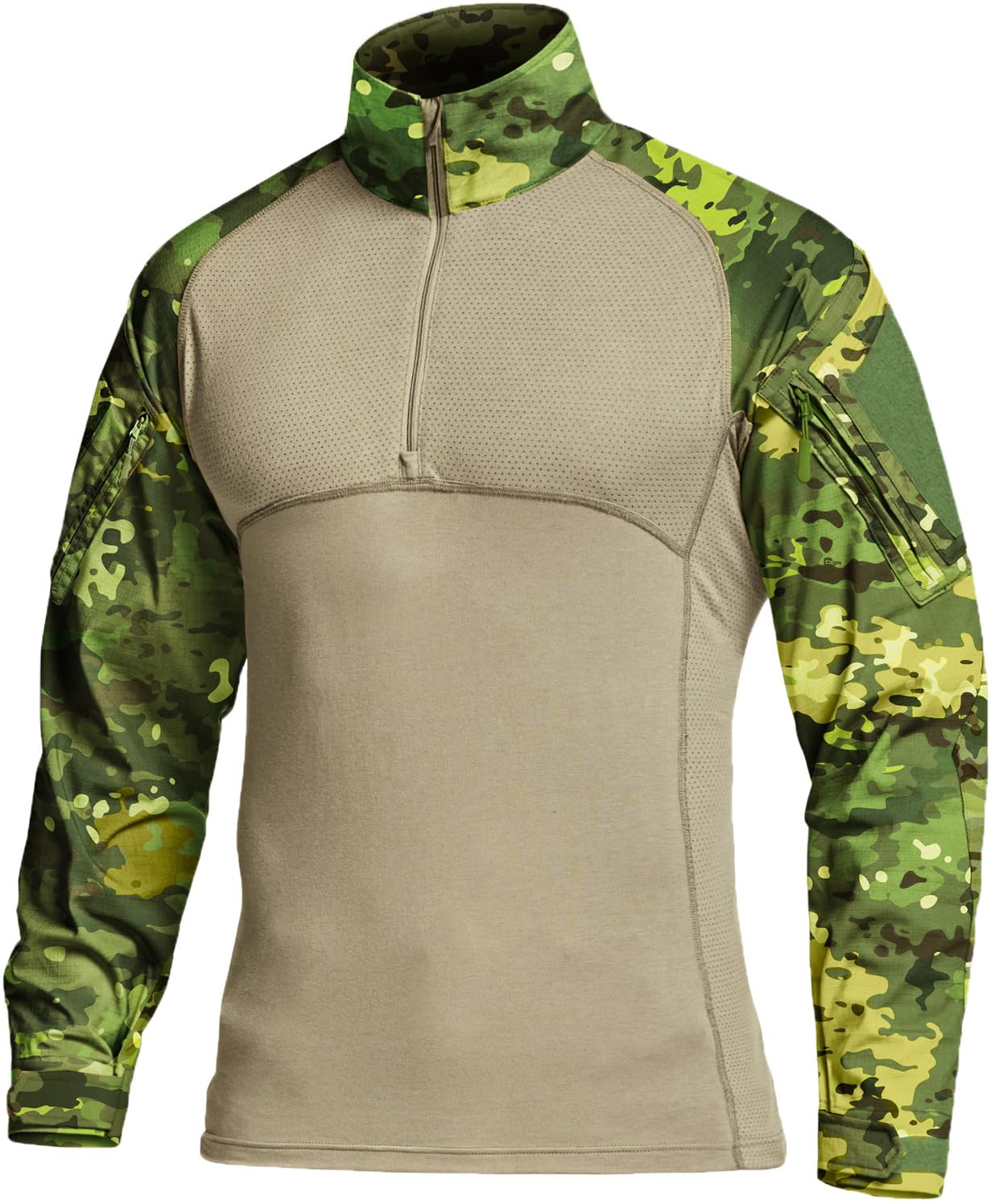 CQR Men's Tactical Combat Shirt, 1/4 Zip Long Sleeve Breathable Military BDU Training Top for Shooting, Hunting, Range Use