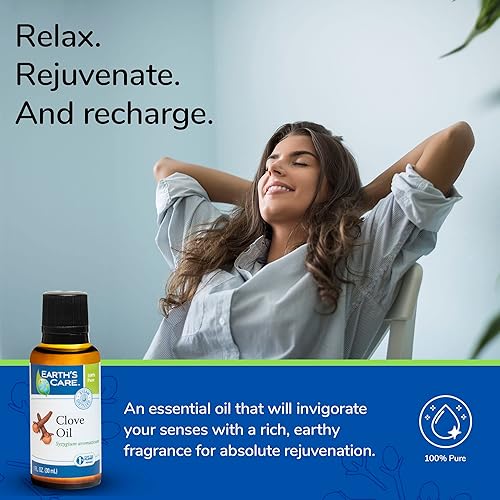 Miniatura 2 de Earth's Care Aceite de clavo Aceite esencial para aromaterapia Aceite de clavo 100% puro destilado al vapor 1 onza líquida