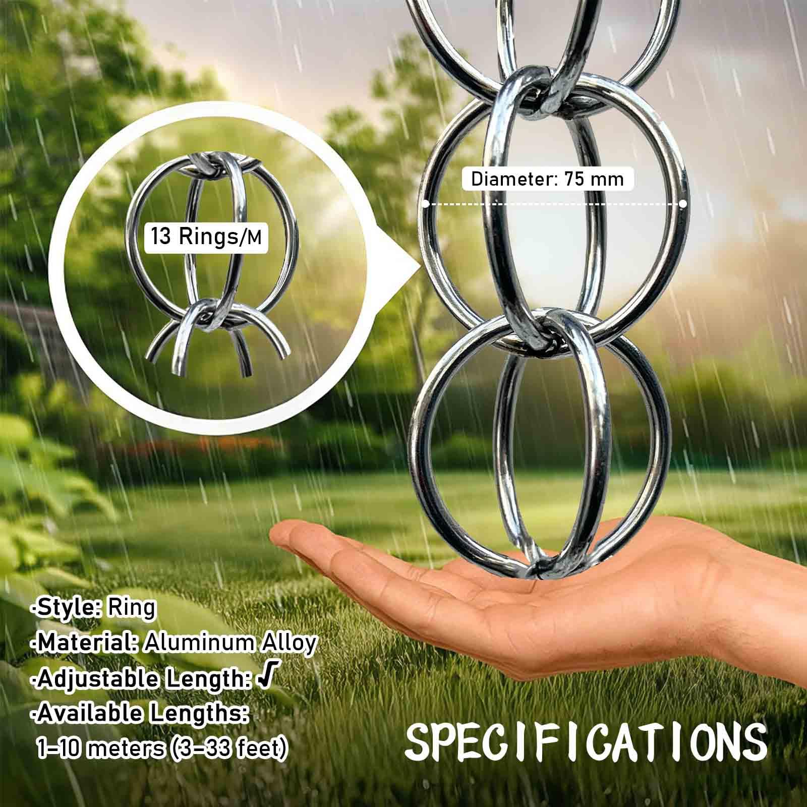 Catena da Pioggia per Grondaia, Sistema di Drenaggio Pluviale Decorativo per Giardino E Terrazza Ostituzione Moderna Ai Tubi di Scarico(2,2.2m/7ft)