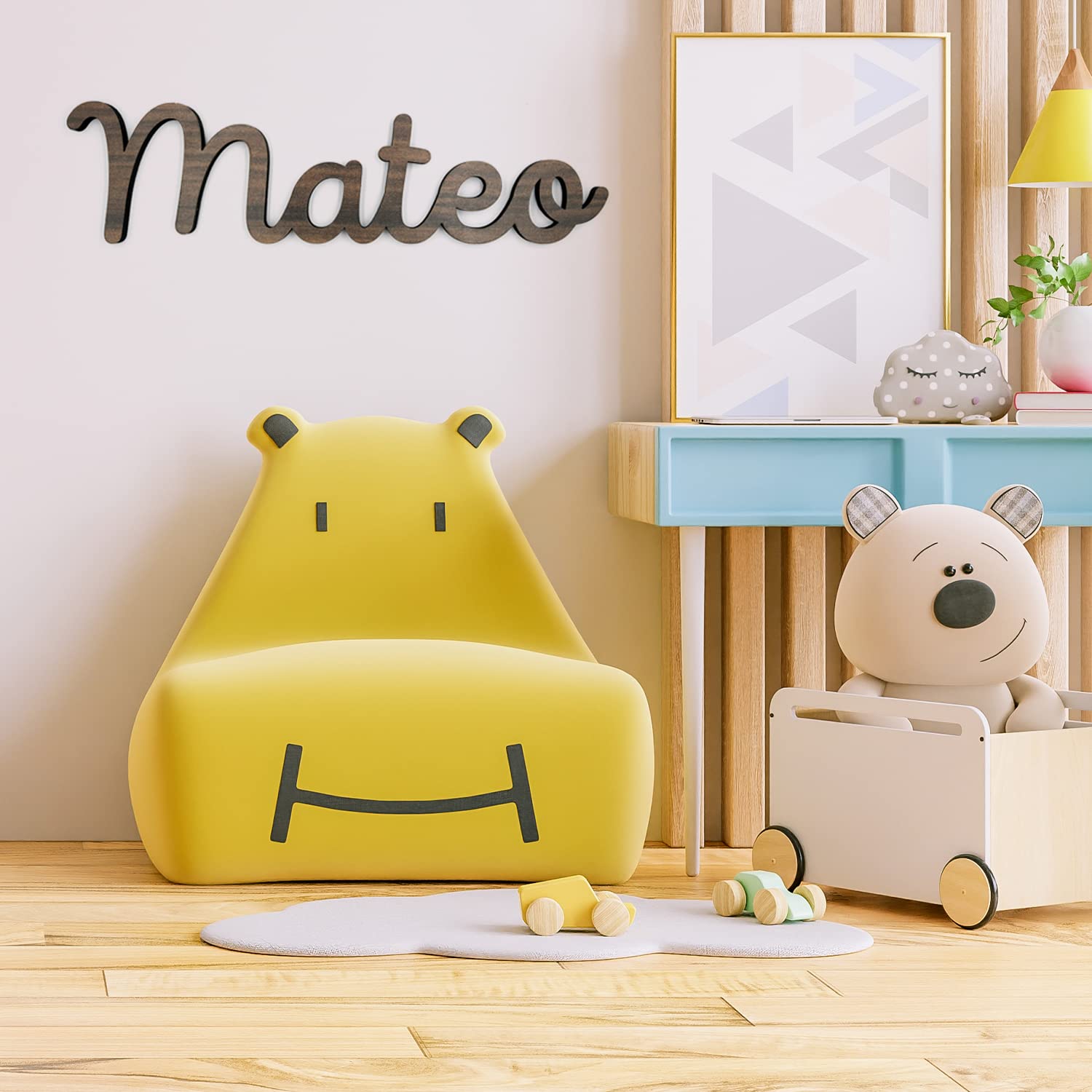 Nombre Madera Personalizado - Decoración Habitación Bebe Niño Niña - Regalo Original Nacimiento Bodas Bautizo Comunión Baby Shower Aniversario - Colgar de Pared Puerta - Niños Niñas Bebés
