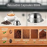 Vista 4 de Cápsulas reutilizables compatibles con Nespresso Vertuo Plus/Vertuo Next/Vertuo POP, cápsulas recargables de acero inoxidable de 2.7 fl oz/ 2.7 oz