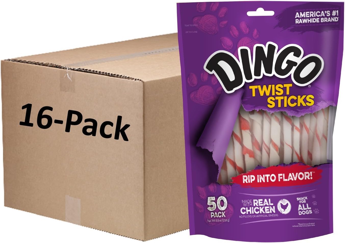 Dingo Chicken Twist Sticks Chews For Dogs, 240 Ct