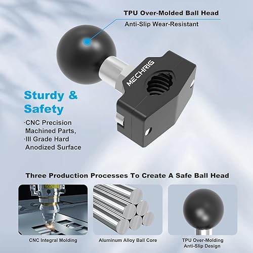Miniatura 3 de Soporte de abrazadera de manillar de aleación de aluminio, base de perno en U con cabezal de bola de 1 pulgada compatible con soporte RAM, brazo de