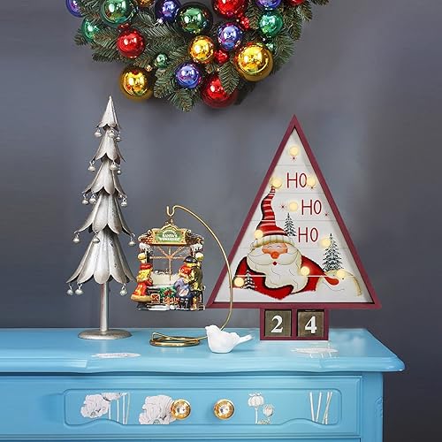Miniatura 3 de Calendario de cuenta regresiva para árbol de Navidad 2022 con luces LED bloque de madera rústica calendario de Adviento de 32 días hasta Navidad