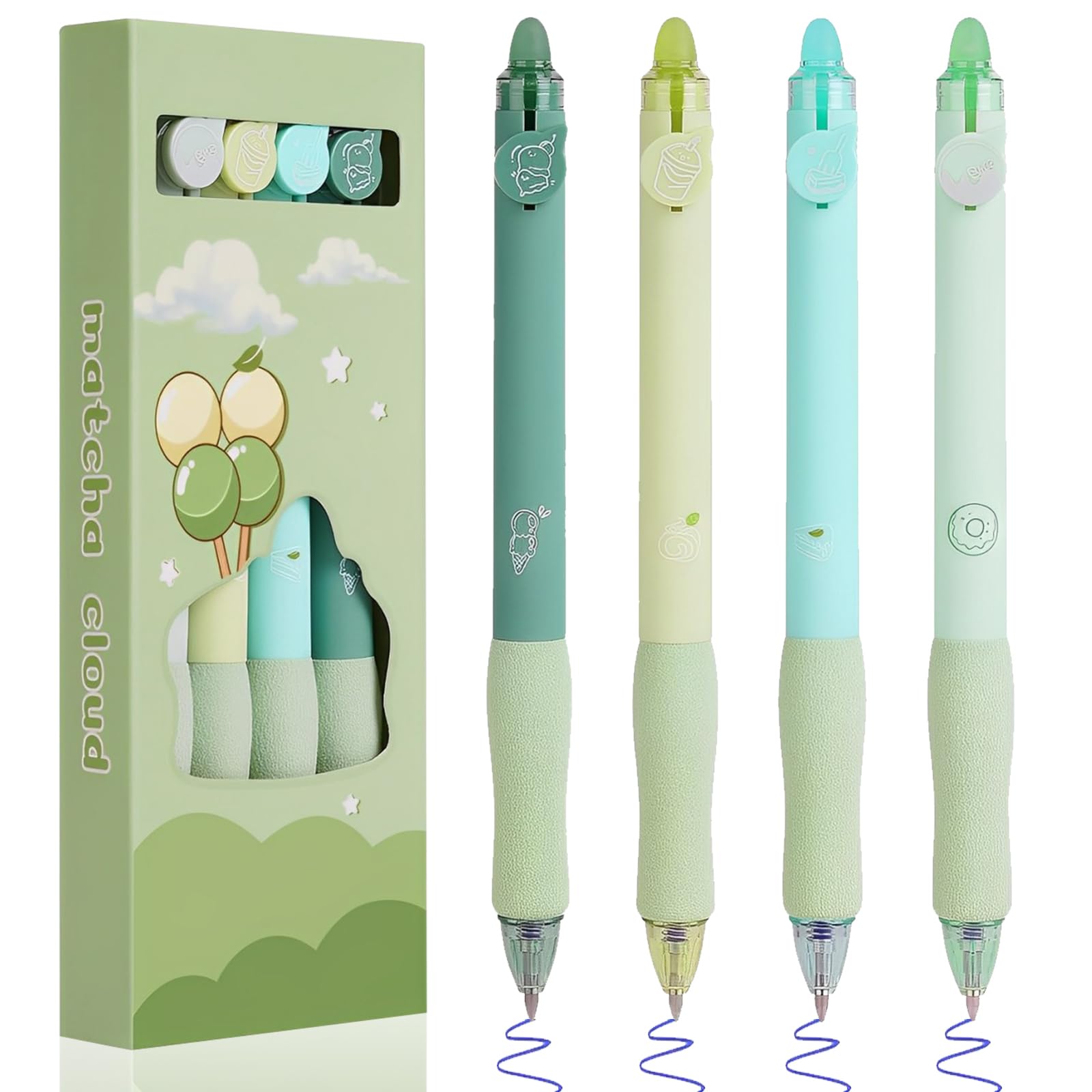 Blue 4-Pack Friction Pens 0.5mm Rub Out Pens with Eraser for Kids & Adults
