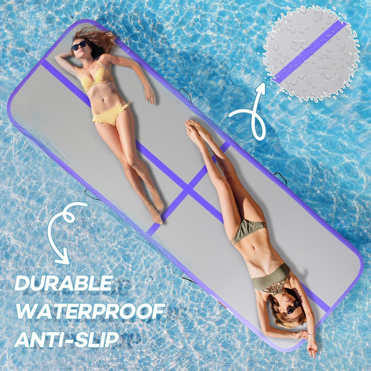 Tappetini da Tumbling, 10 CM Spessore Tappetino da Allenamento, 2M Lunghezza Tappetino da Ginnastica Gonfiabile,Tappeto per Fitness con Pompa, Ginnastica Artistica