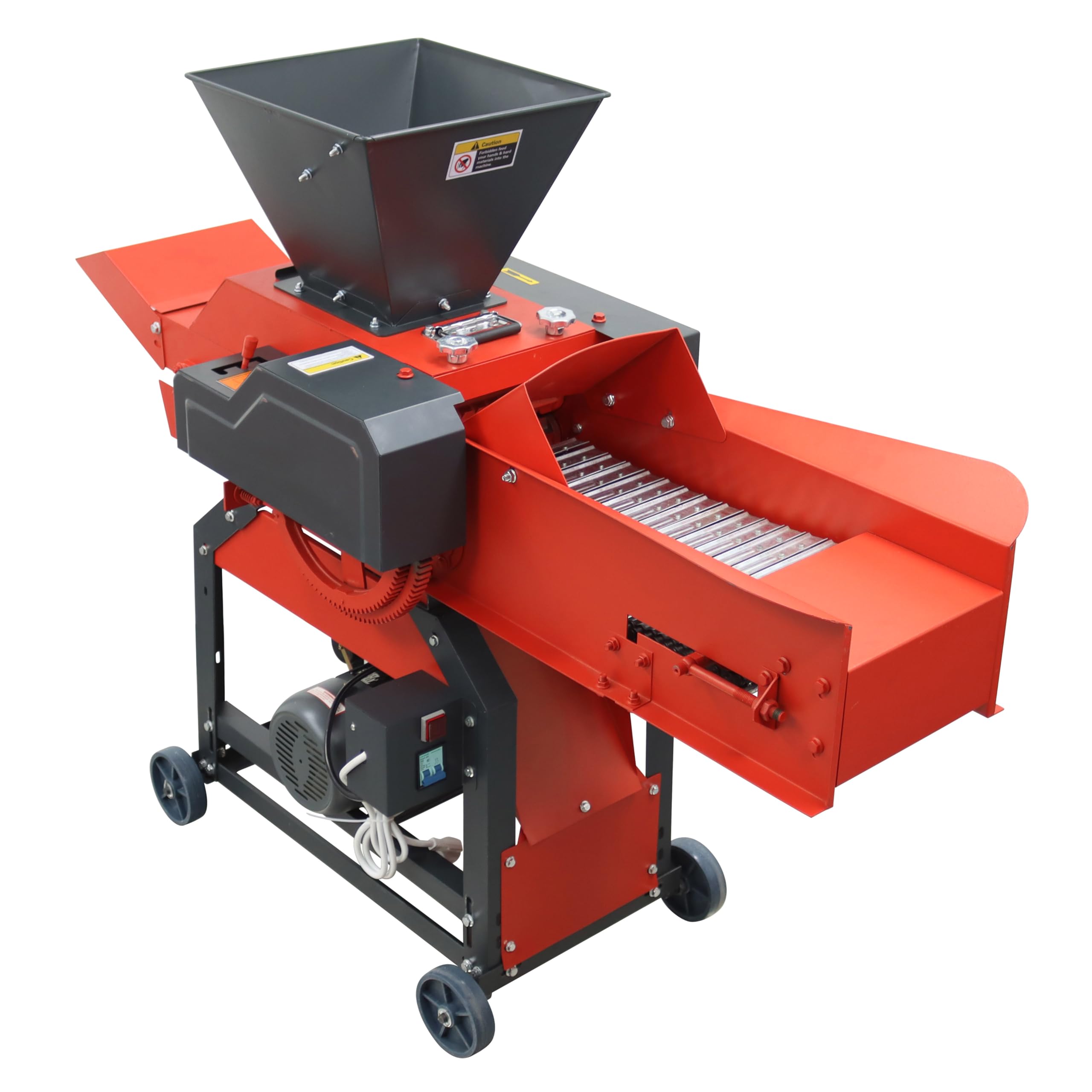 TECHTONGDA Dry Wet Hay Straw Cutter Crusher Pulverizer Breaker for Crop Straw Potato Tuber Vegetable Animal Feed with Conveyor for Automatic Feed 400-800kg/h 220V