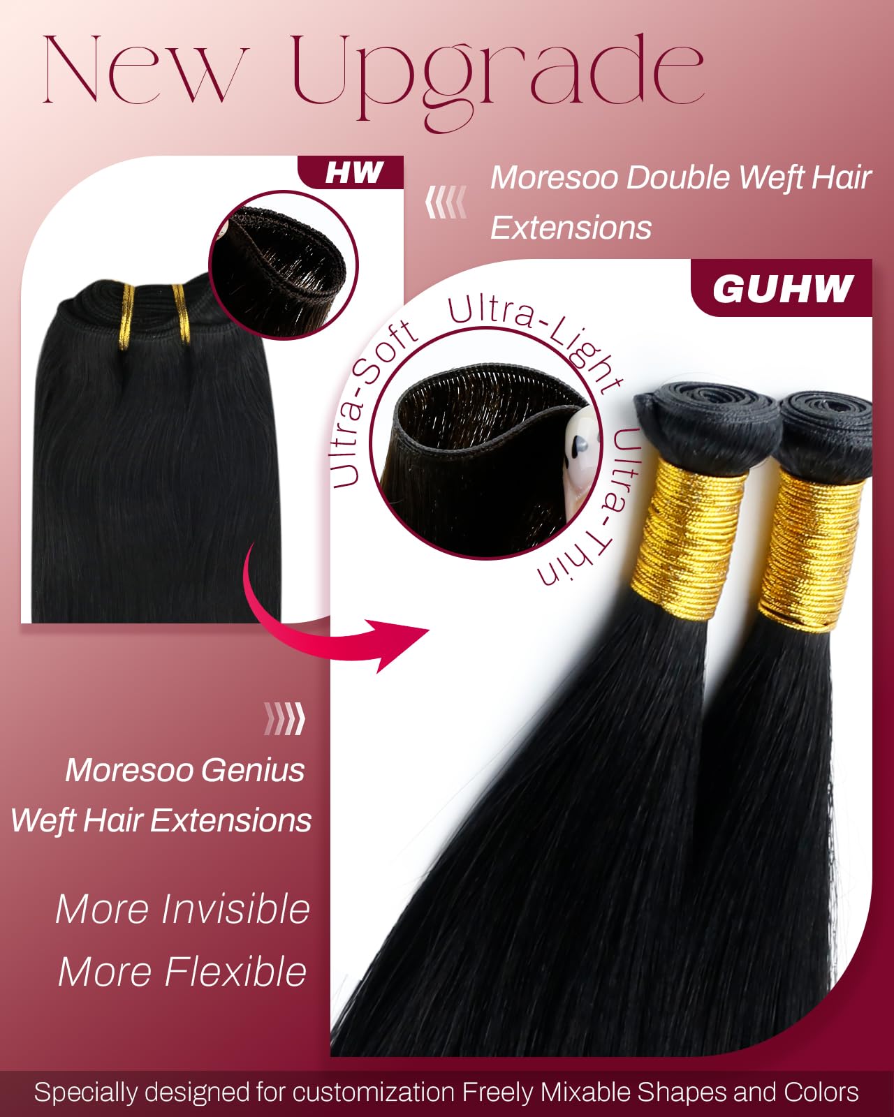 Moresoo Weft Hair Extensions Real Human Hair Medium Brown Highlighted Platinum Blonde Sew in Human Hair Extensions Brown to Blonde Full Head Remy Straight 18 Inch 100g/Pack #P6/60 — view 184