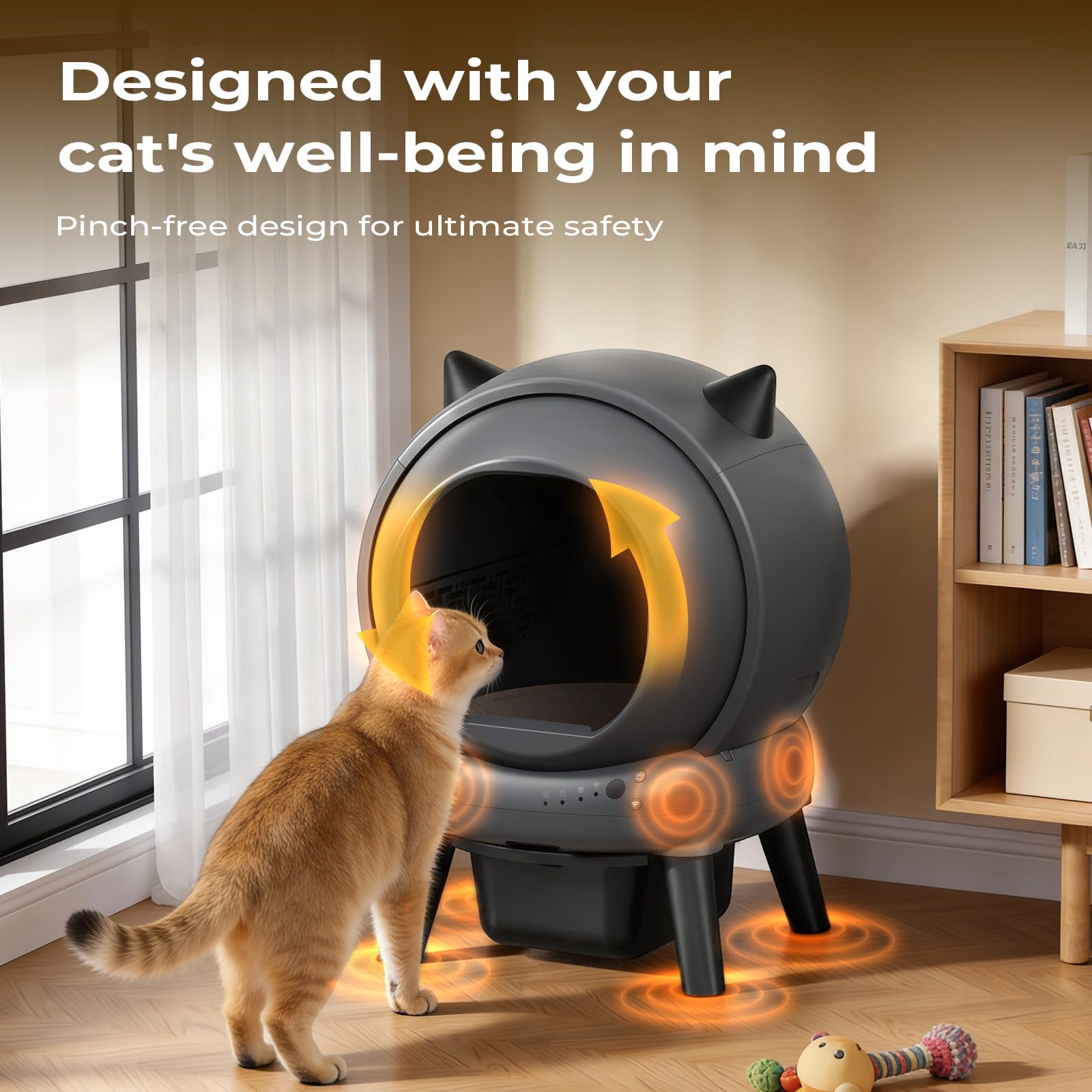 Coziley Self Cleaning Litter Box, E2 Cat Litter Box Automatic Cleaning, Robot Litter Box with 2 Rolls Waste Bag and Litter Mat, Black - image 3