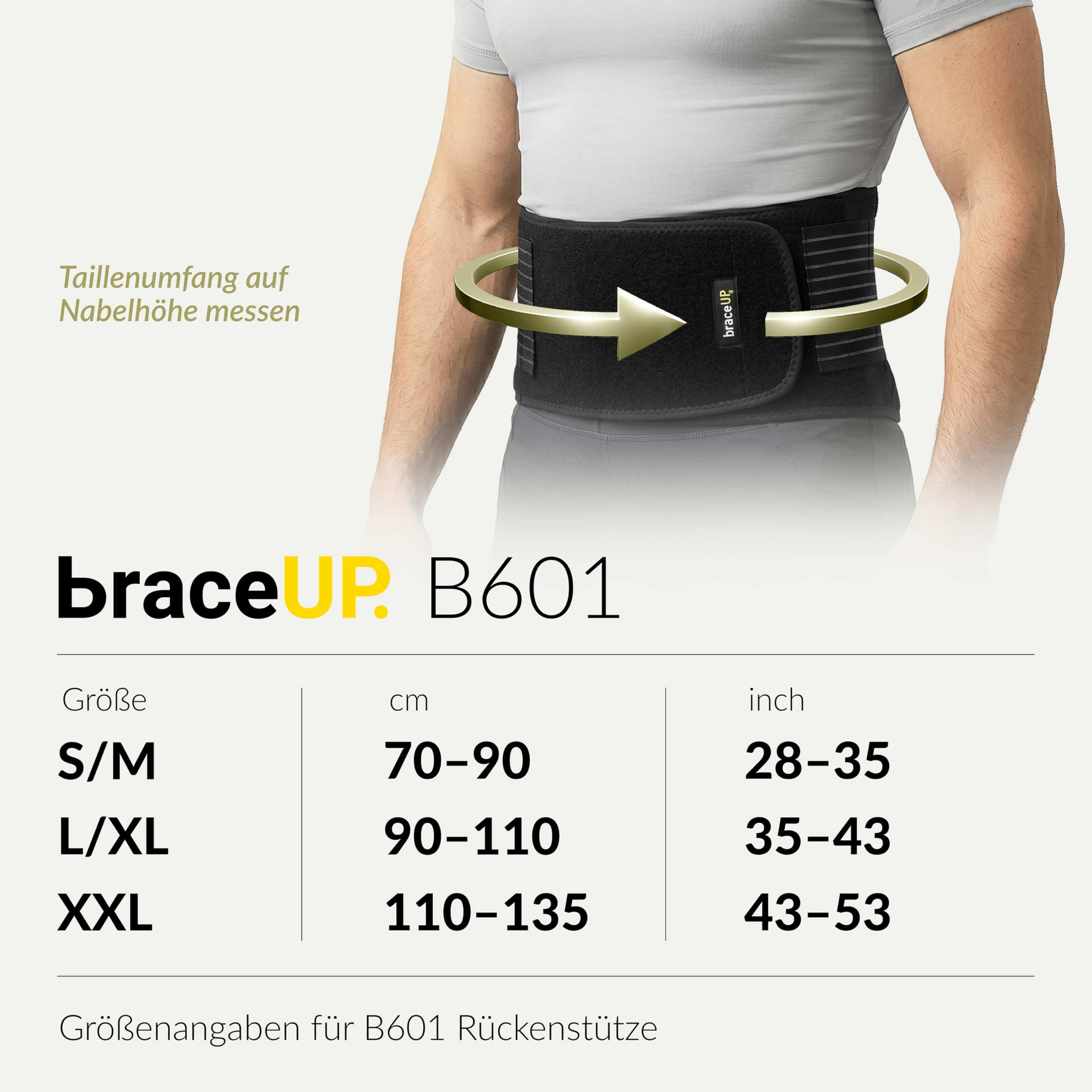 BraceUP Rückengurt, Rückenstützgürtel - Atmungsaktive Rückenbandage Herren und Damen, Rückenstütze, Lendenwirbelstütze gürtel für unteren Rücken bei Ischias (L/XL 90-110 cm)