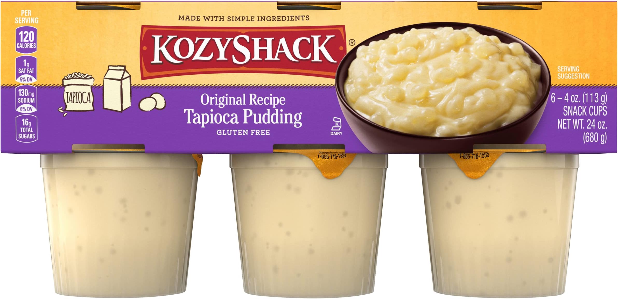 Kozy Shack Tapioca Pudding Multipack, 23.92 Oz, 6 Count