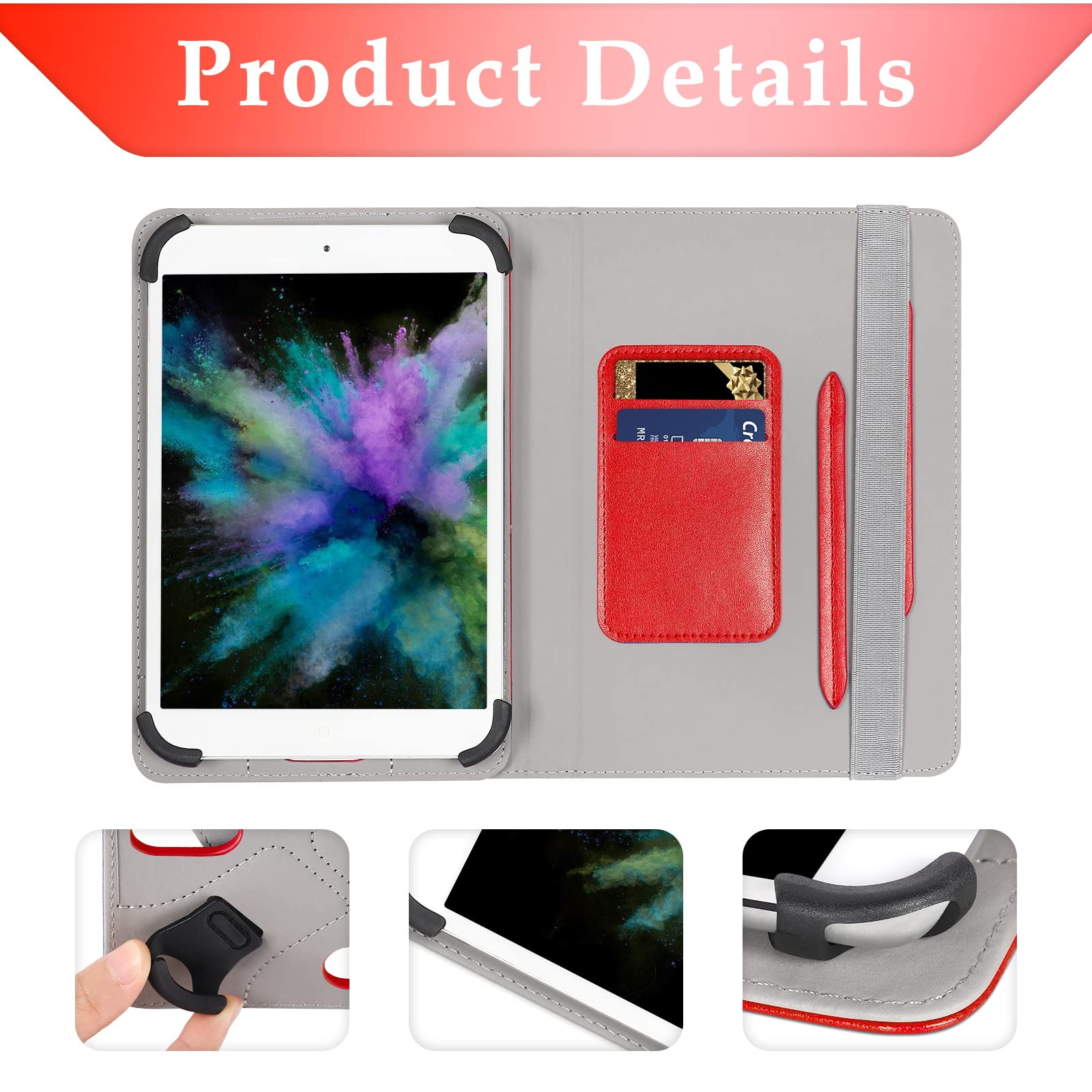 UrbanX 7-8 Inch Universal Tablet Case | Protective Folio With 360° Kickstand & Stylus Holder