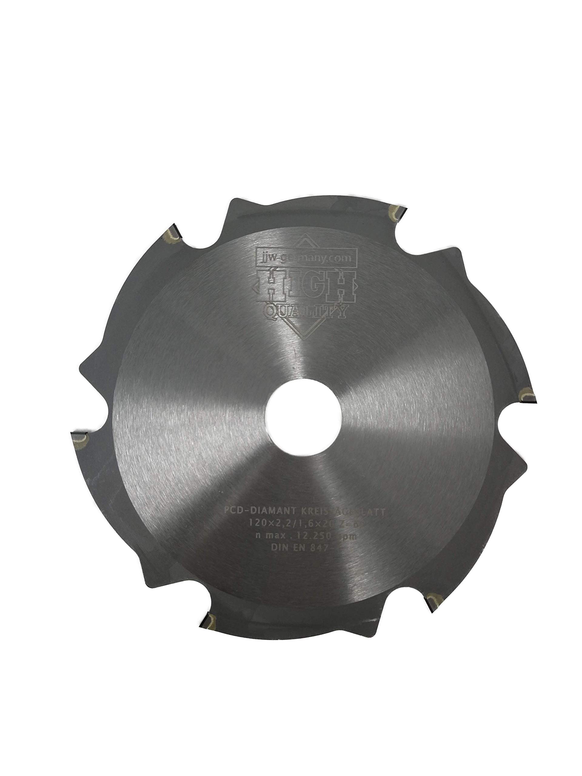 jjw-germany PKD - Hoja de sierra de diamante (120 x 2,2 x 20 mm, 6 FL, para placas de fibra de cemento o materiales abrasivos)