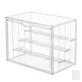 Clear Acrylic 4 Tier Figure Display Case with 3 Movable Plates, Stackable Showcase with Magnetic Door for Collectibles (Large-1pack)