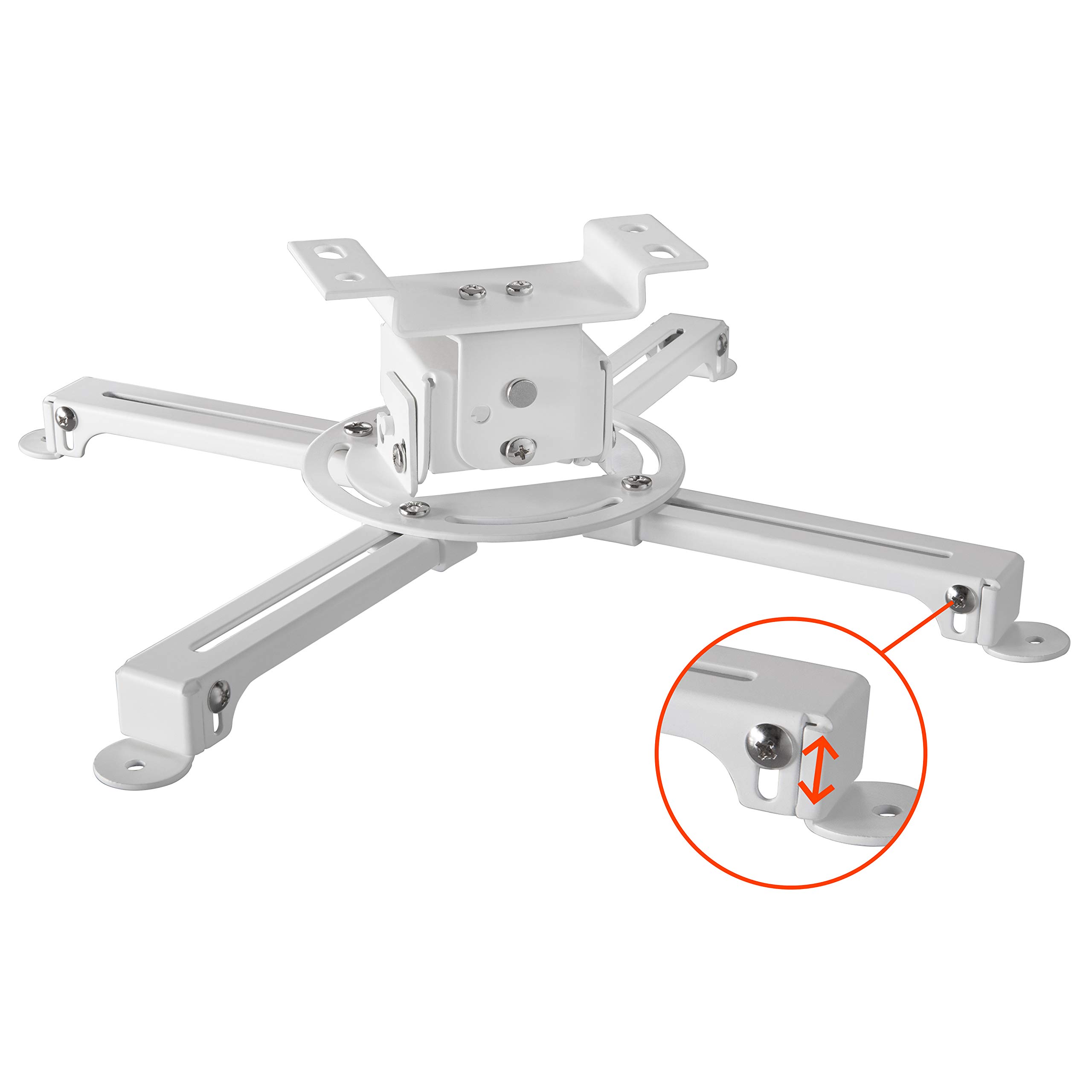 celexon universal Beamer-Decken-Halterung Multicel 1000Pro weiß | neigbarer & schwenkbarer Projektor-Halter mit 10 cm Deckenabstand | Tragkraft max. 15Kg