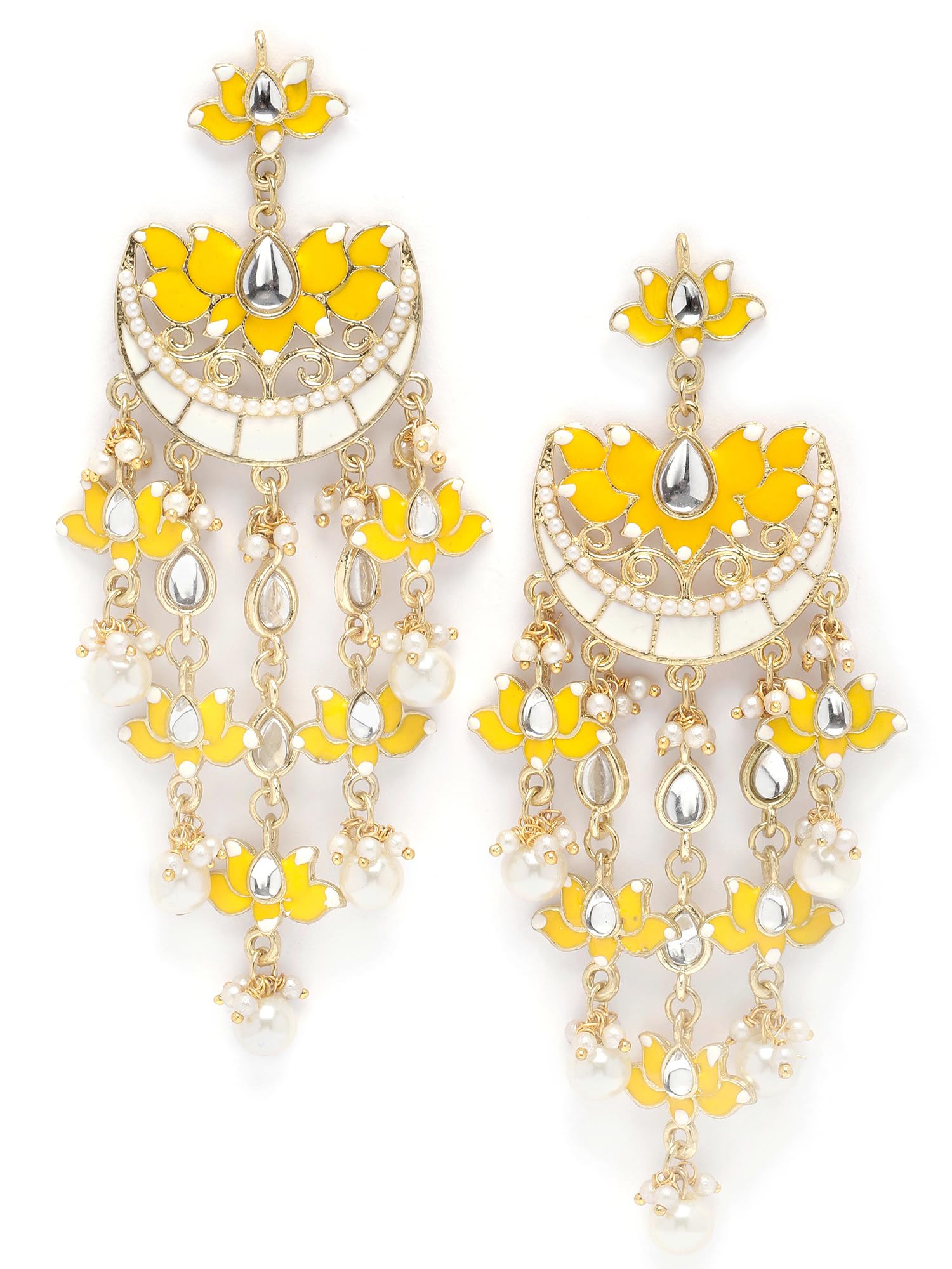 See full amazon price history chart for Karatcart Gold Plated Yellow Meena Lotus Design Kundan Dangler Earring for Women Karatcart Gold Plated Yellow Meena Lotus Design Kundan Dangler Earring for Women (B0CJVBRP31) Amazon Price History, Amazon Price Tracker