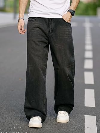 DFGIGT Baggy Jeans for Men Super Wide Leg Jeans Street Style Hip
