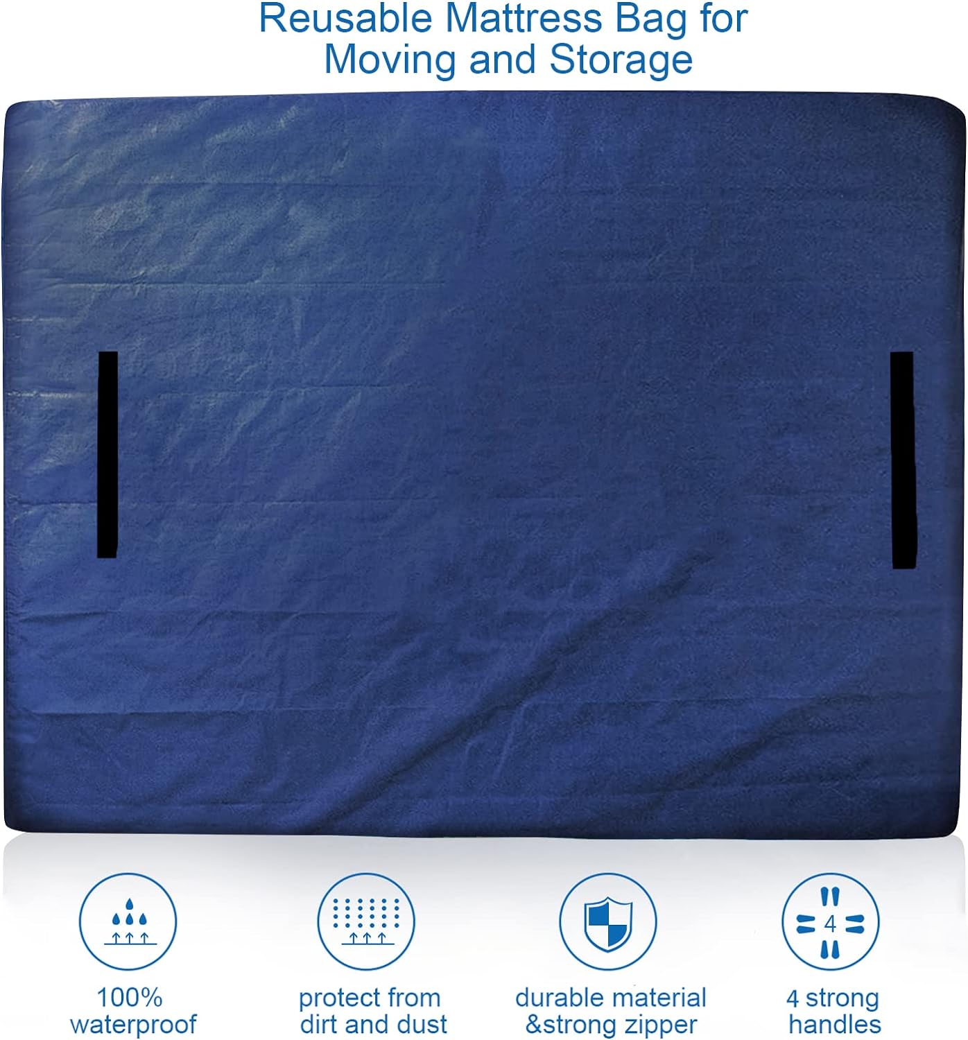 Coldwind Mattress Bags for Moving and Storage,Waterproof Mattress Cover for Moving with Heavy Duty Handles, Reusable Mattress Storage Bag, Moving Supplies & Moving Bags,California King Size,Navy - Image 2