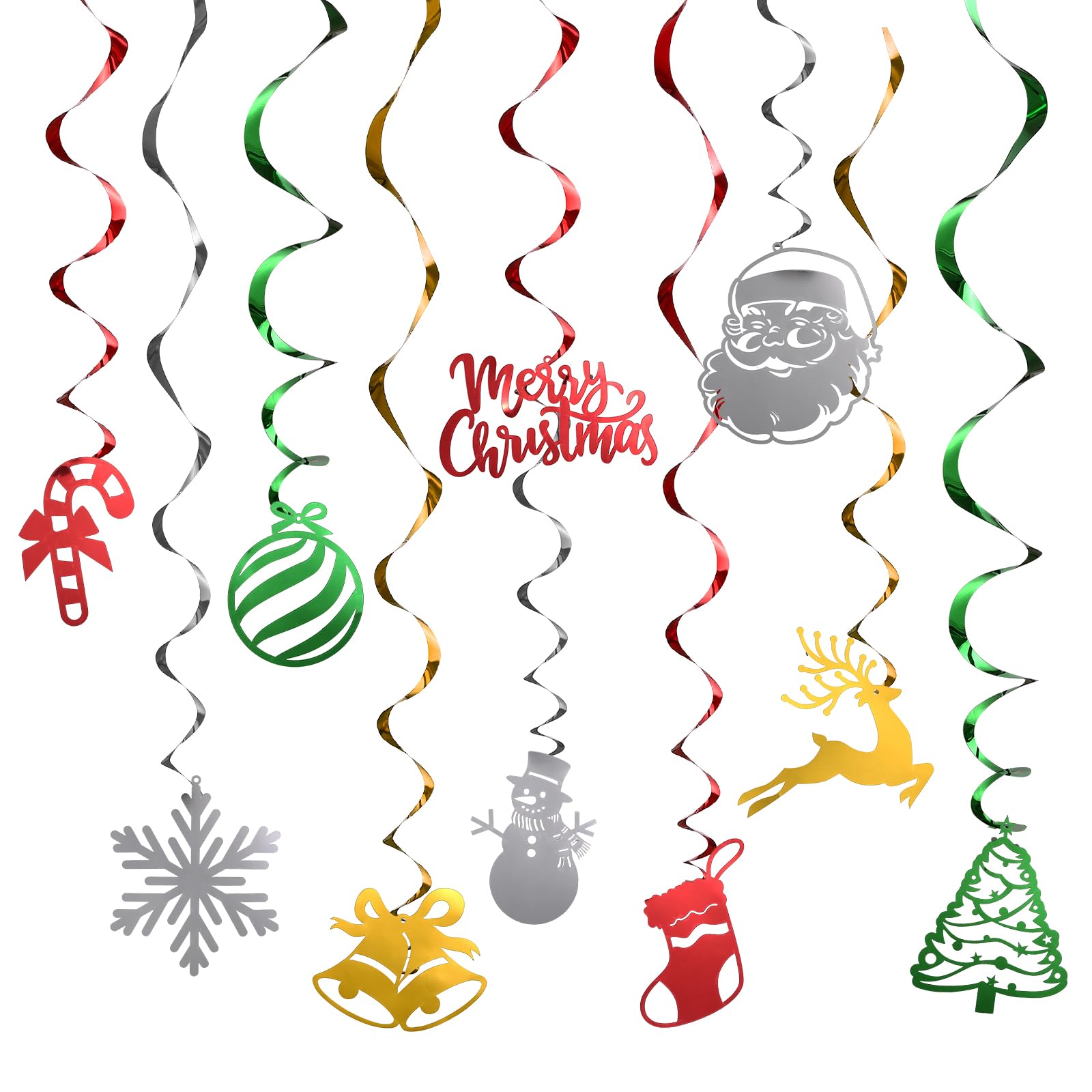 GWHOLE Christmas Ceiling Decorations, 30 Foil Hanging Swirls, 10 Designs