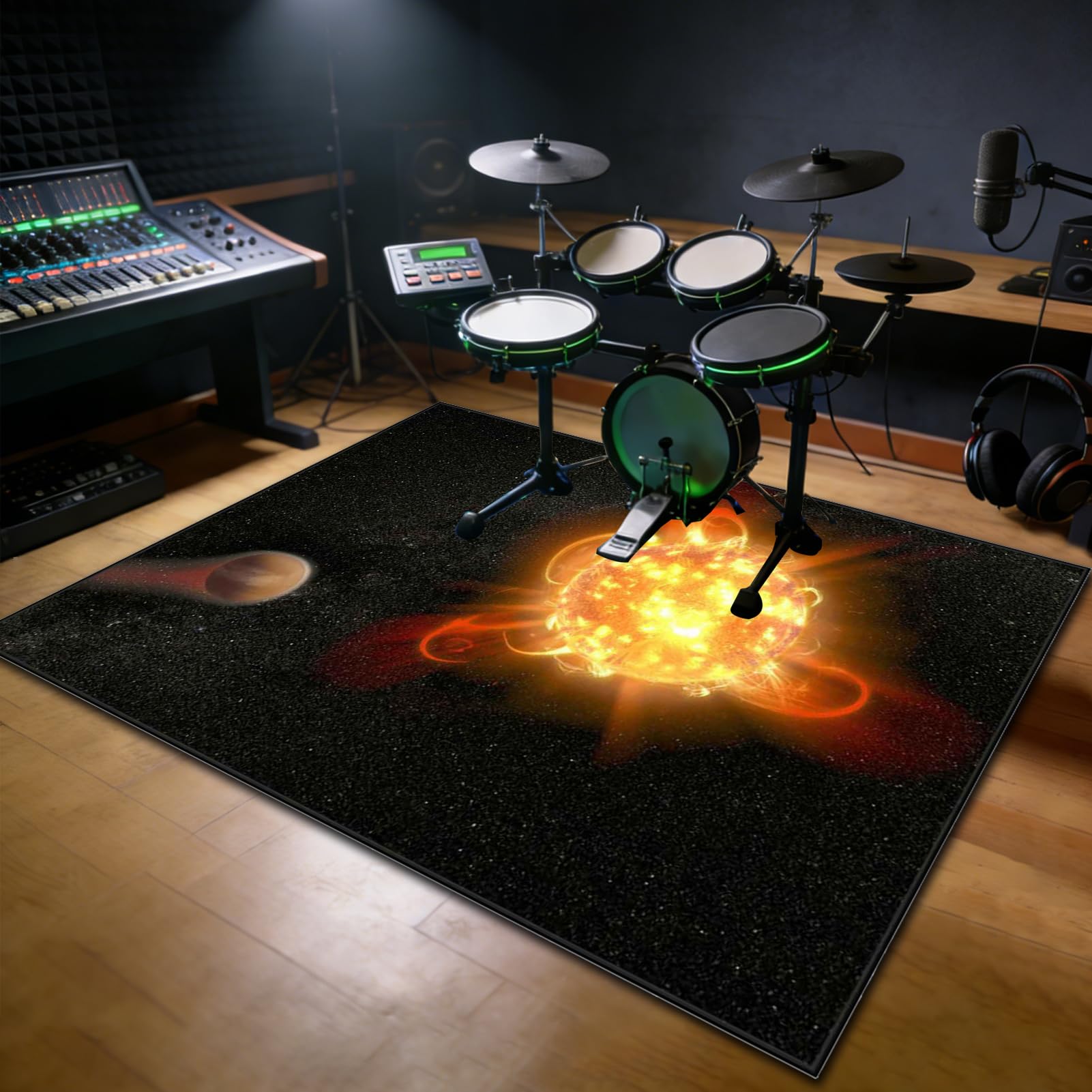 170 x 140 cm Dywan z baterią elektroniczną Dźwiękoszczelny Antypoślizgowy Dywan Pochłaniający Akustyczny Profesjonalna mata do instrumentów muzycznych do instrumentów muzycznych do gitary basowej