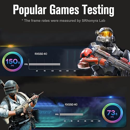 Miniatura 2 de Tarjeta gráfica para juegos RX 550 AMD Radeon GPU 4GB GDDR5 Tarjeta de video de 128 bits DP DVI Salidas HDMI PCIe 3.0 x8 Alimentado