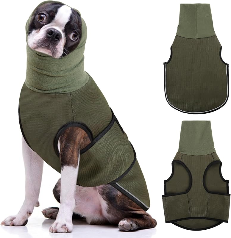 Colete com Capuz para Cães AOFITEE com Faixas Refletivas e Ajuste Army Green - M
