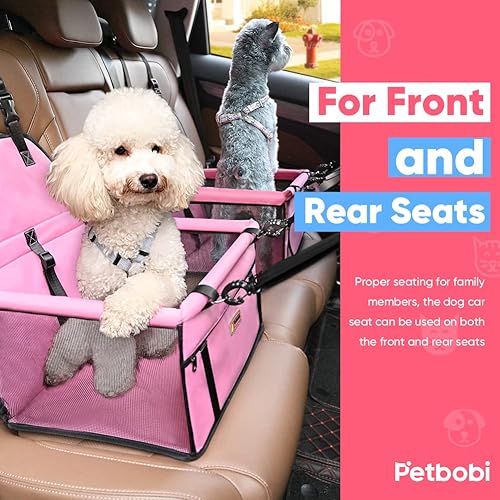 Miniatura 5 de Petbobi Silla elevada de automóvil para perro o gato portátil estable y transpirable con cinturón de seguridad para viaje viene con bolsa para su