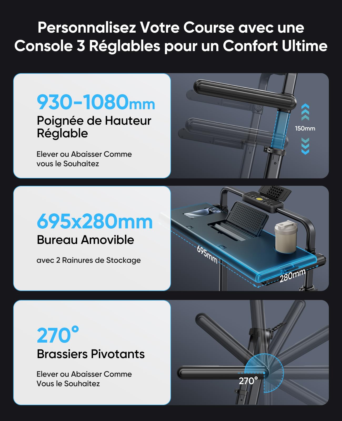Tapis de Course Pliable Inclinable 12% 3.0HP Max 12 km/h Charge 150 kg
