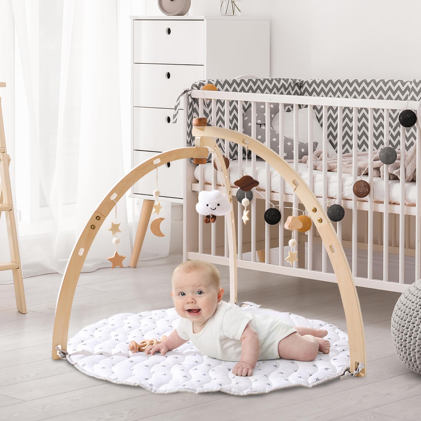 Spielturm aus Holz – sensorisches Spielbogen, Fitnessstudio für | interaktive Aktivitäten mit Spielzeug | Spielturm aus Holz für den Innenbereich