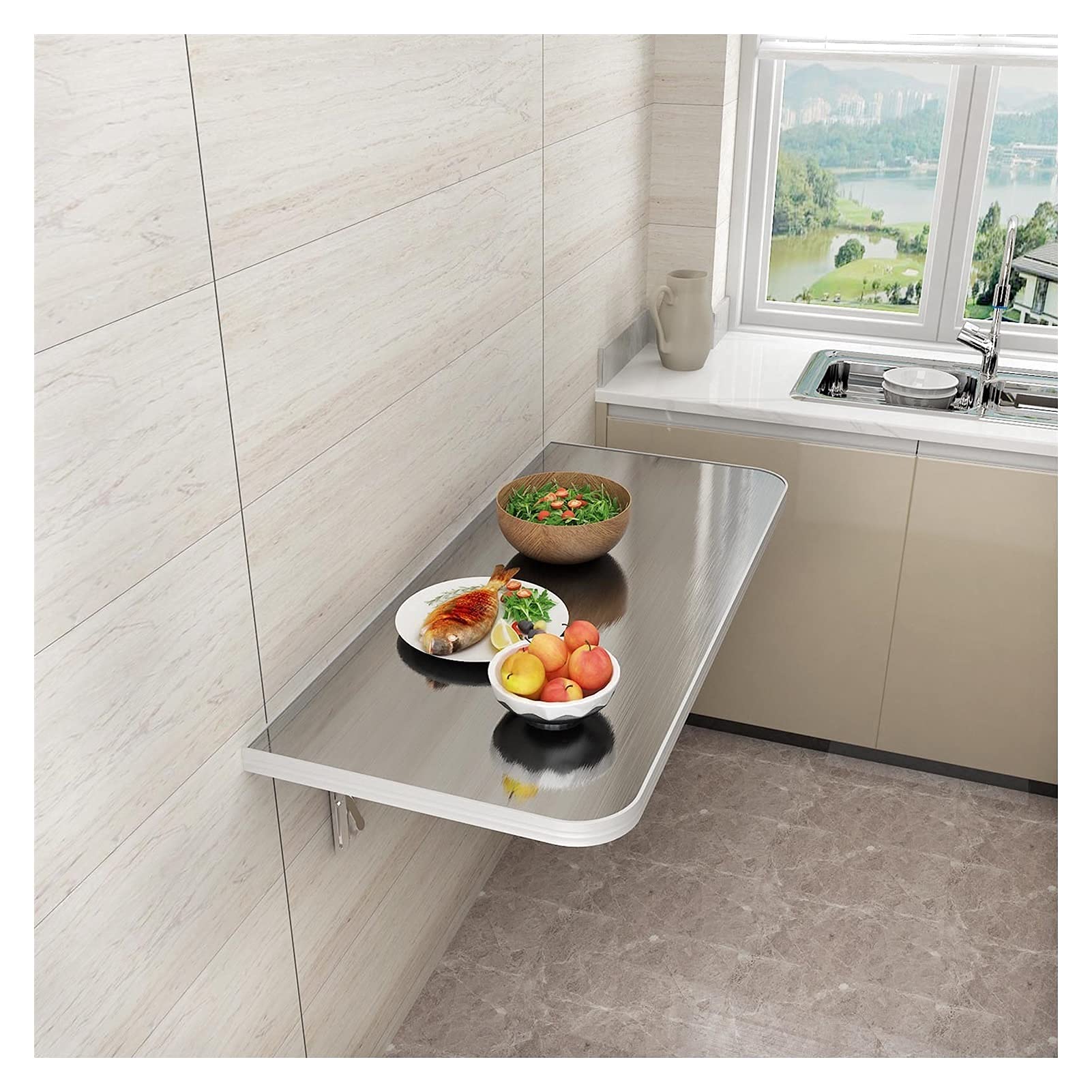 Étagère murale de salle de lavage pour table pliable et espace repas