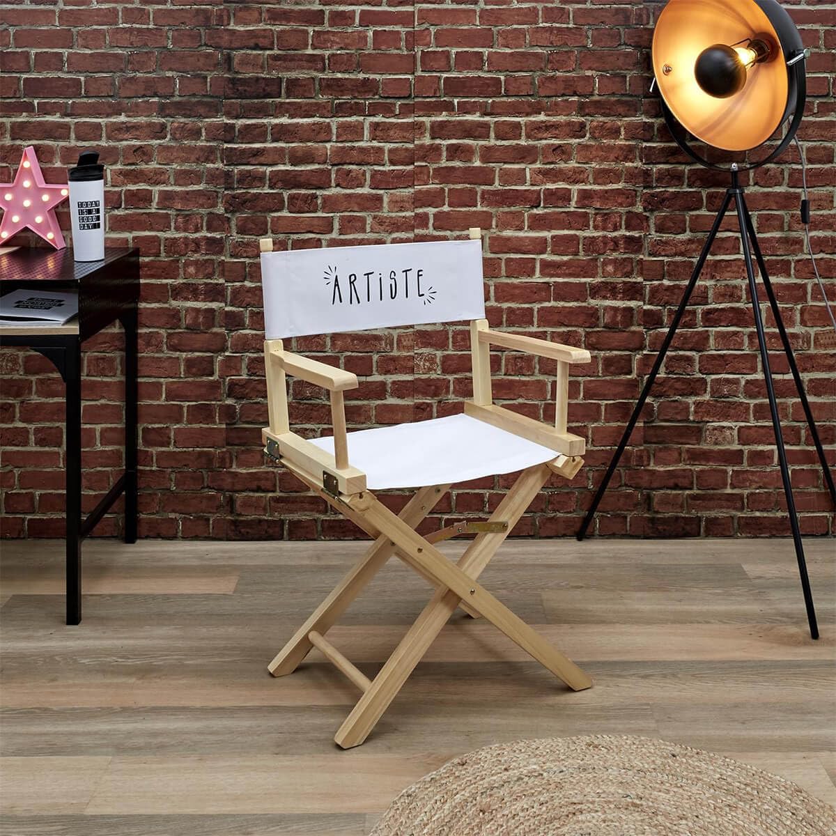 AltoBuy Shaw - Chaise de Directeur Blanche et Bois