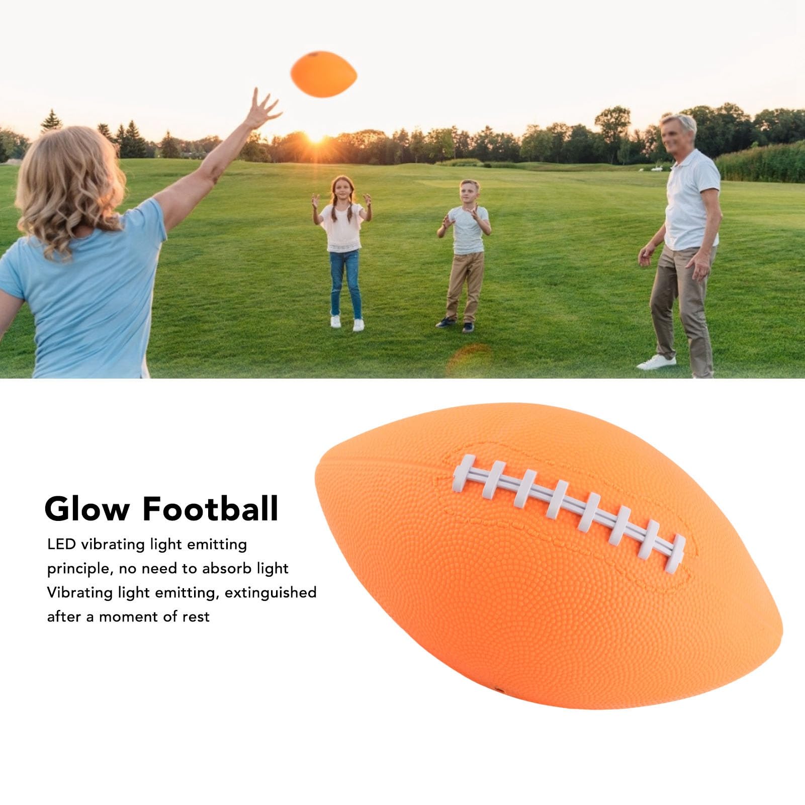 Glow Light Up Football LED Rugby para niños Adultos Vibrante Luminiscencia Equilibrio Estable Naranja Tamaño 6