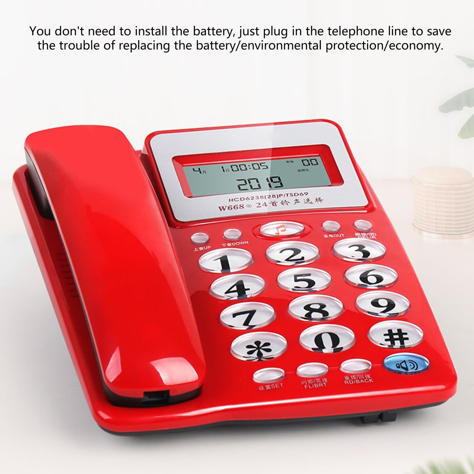Telefono fisso con filo Big Button Famiglia Hotel Business Desktop Telefono fisso per la casa Hotel Guest Room Telefono con filo