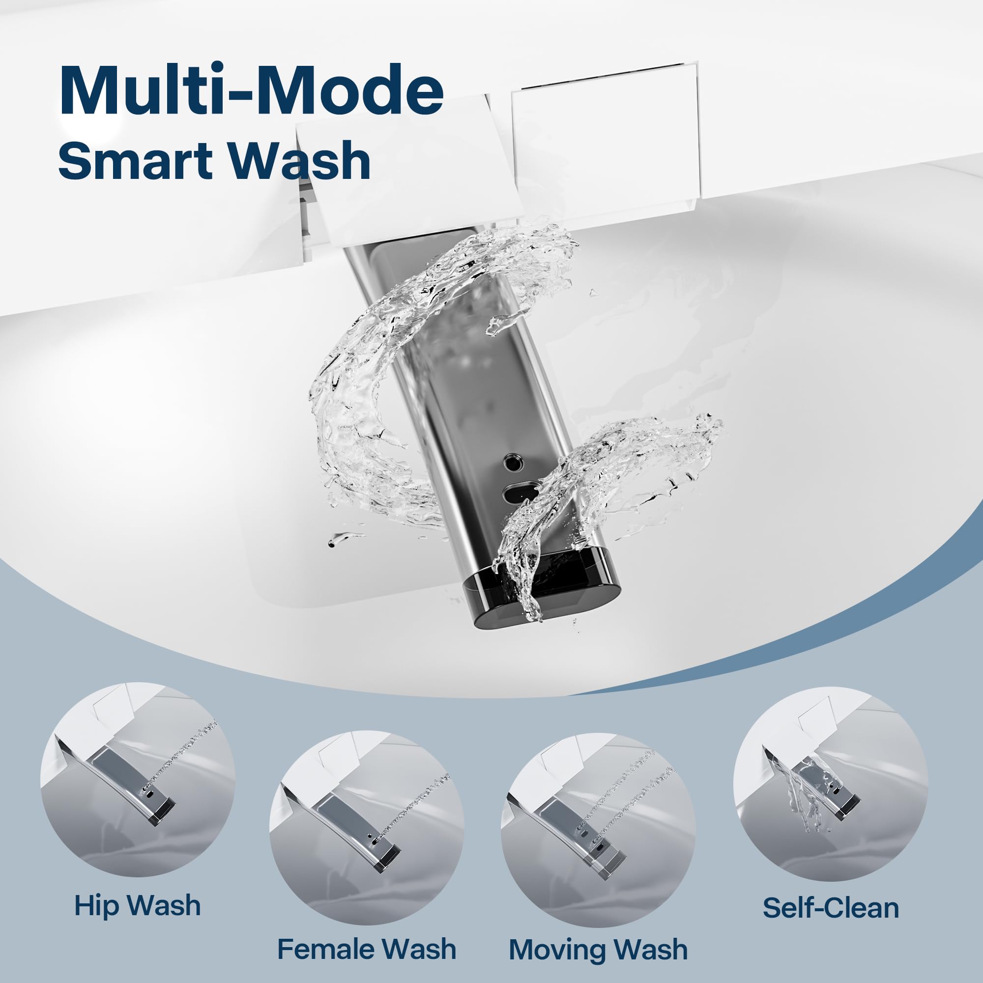 Sedile WC con scudo a bolle, bidet elettrico riscaldato con acqua calda senza fine, con asciugatrice, coperchio e sedile con apertura automatica, display temperatura LED, sedile bidet