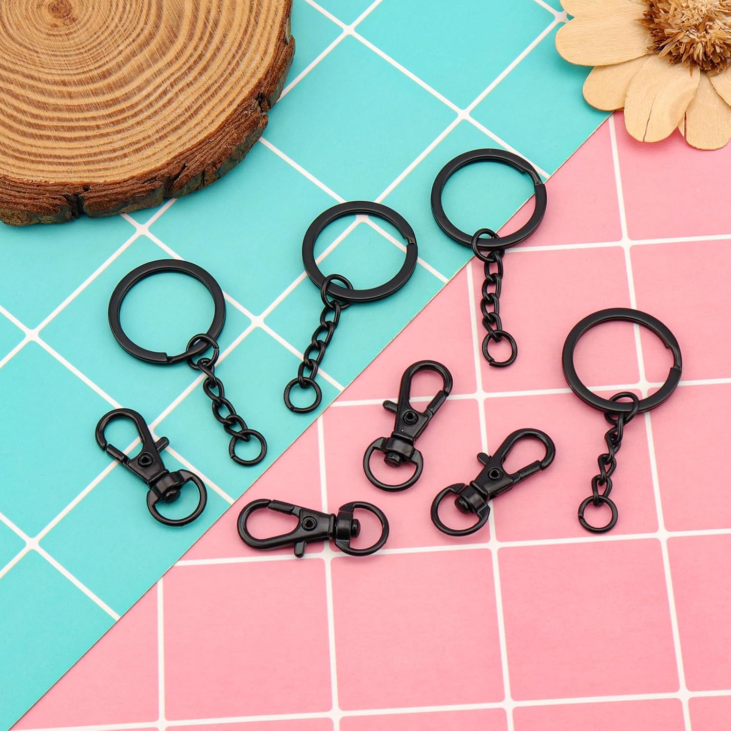 180Pcs Swivel Snap Hook Set,Swivel Snap Hook and Key Rings with Chain and Jump Rings for Keychain 60Swivel Lobster Clasp,60Key Rings with Chain,60Jump Rings for Keychain Lanyard Jewelry DIY Crafts