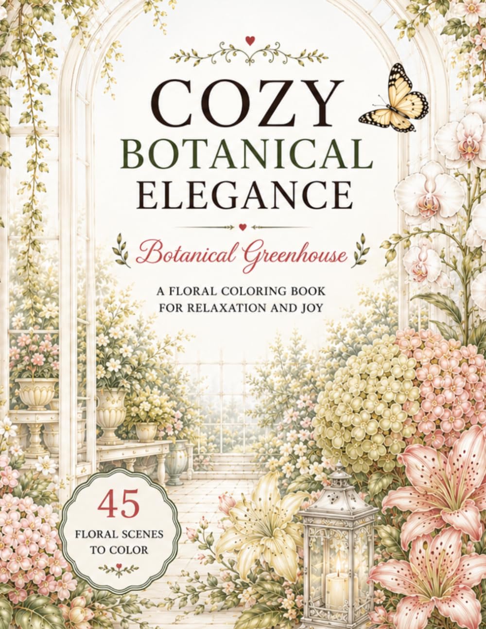 Cozy Botanical Elegance: Botanical Greenhouse: A Cozy Greenhouse Coloring Book for Relaxation and Creativity