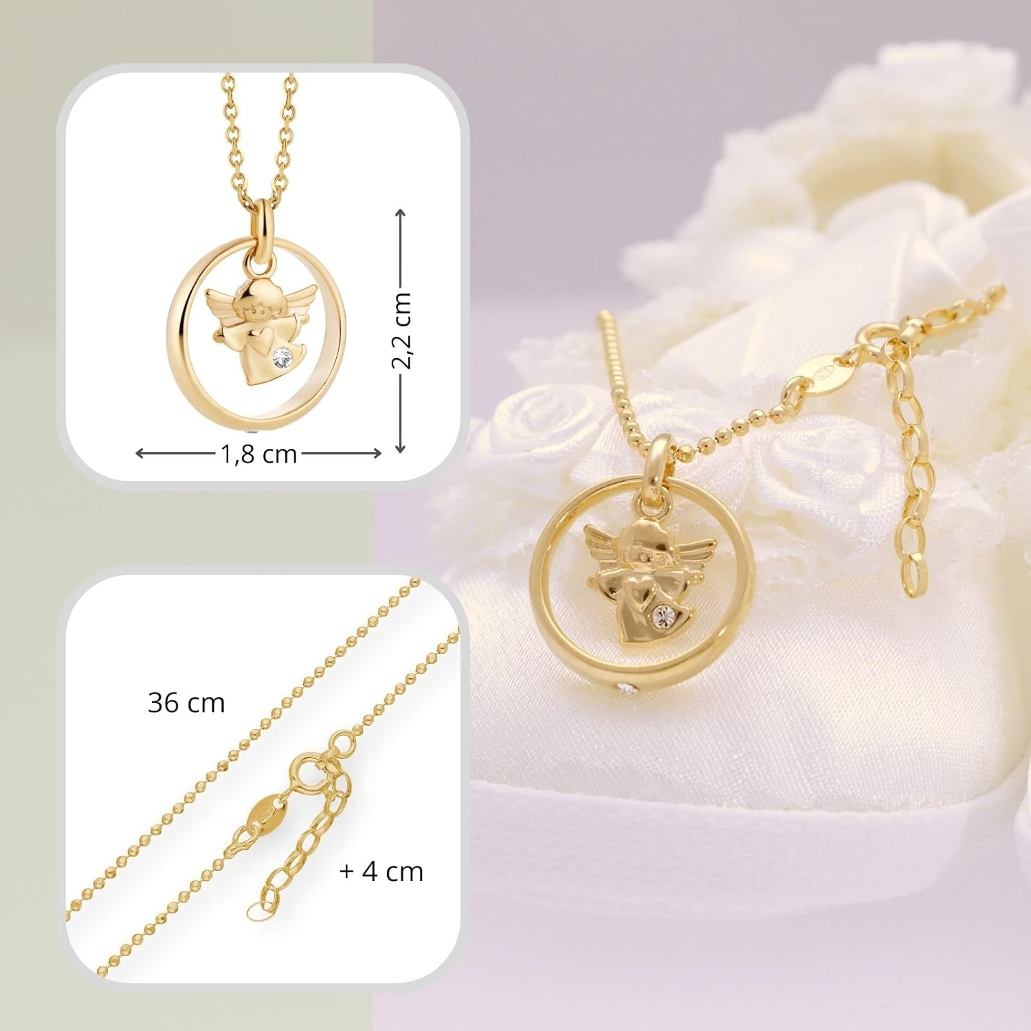 Anello E Catena Battesimo In Argento - Design Moderno, Confezione Regalo, Per Bambini E Bambine - Foto 13