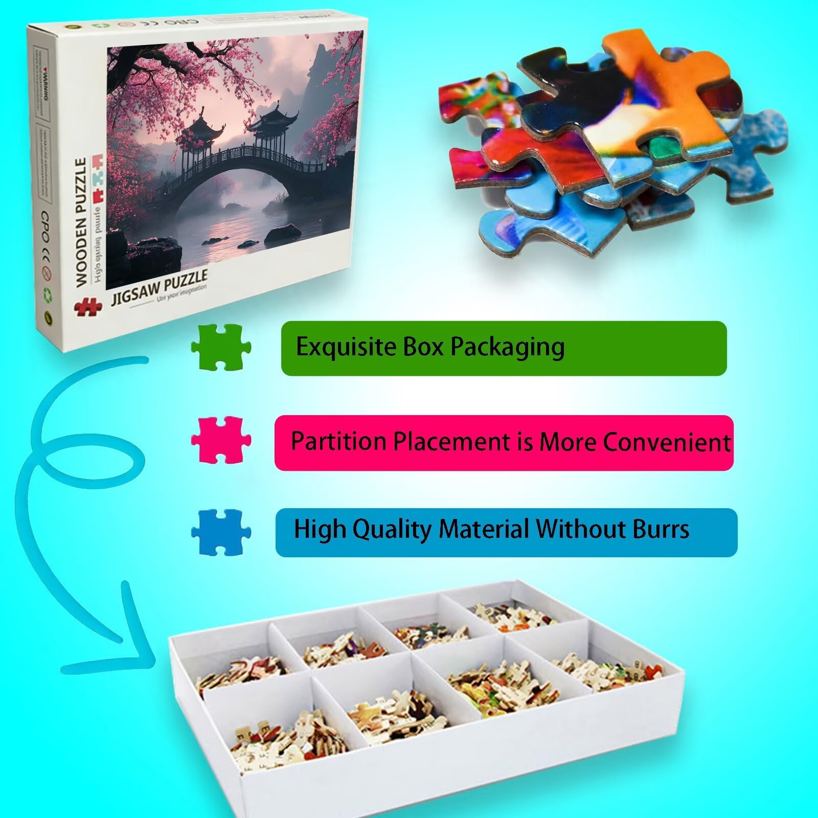Dream Puzzle 1500 elementów, trudne puzzle, drewniane puzzle dla całej rodziny, zestaw "zrób to sam", dla dorosłych, nadają się jako dekoracja ścienna i prezenty dla kobiet, temat: most 8p-626