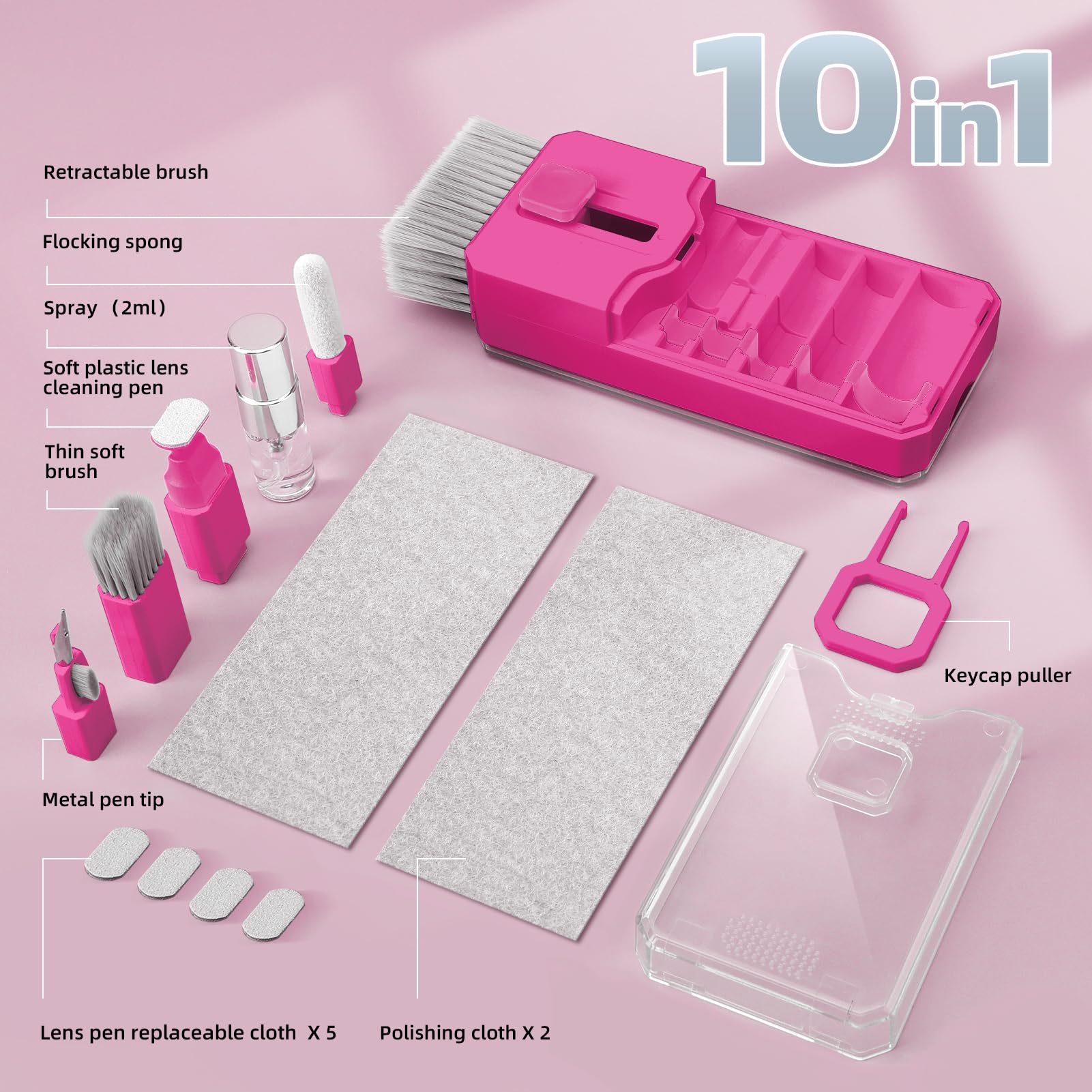 Keyboard Cleaning Kit Laptop Cleaner, 10-in-1 Computer Screen Cleaning Brush Tool, Multi-Function PC Electronic Cleaner Kit Spray for iPad iPhone Pro, Earbuds, Camera Monitor, All-in-one with Patent