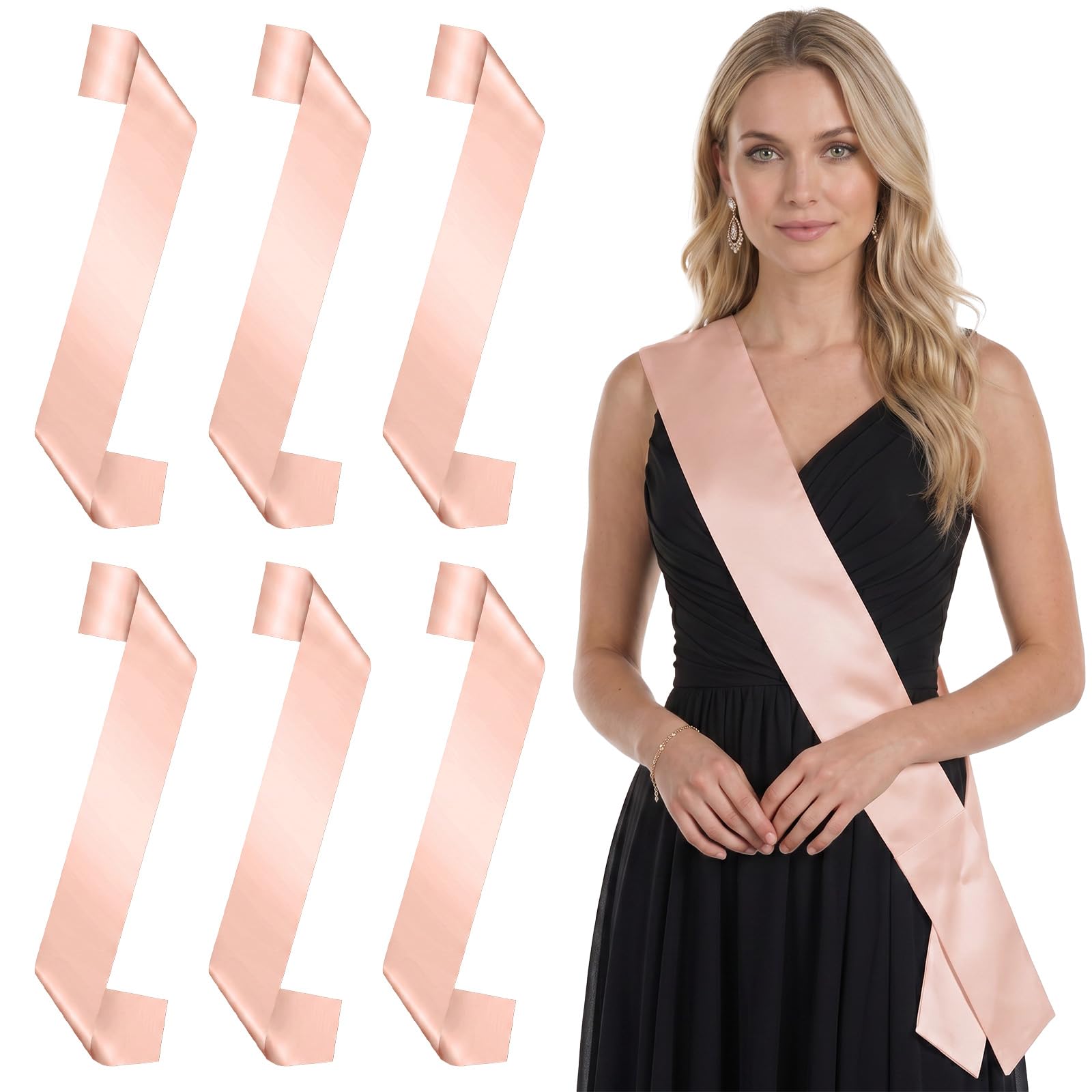 Chsoejuf 6PCS White Satin Blank Sash Sublimation Plain Sash for Women
