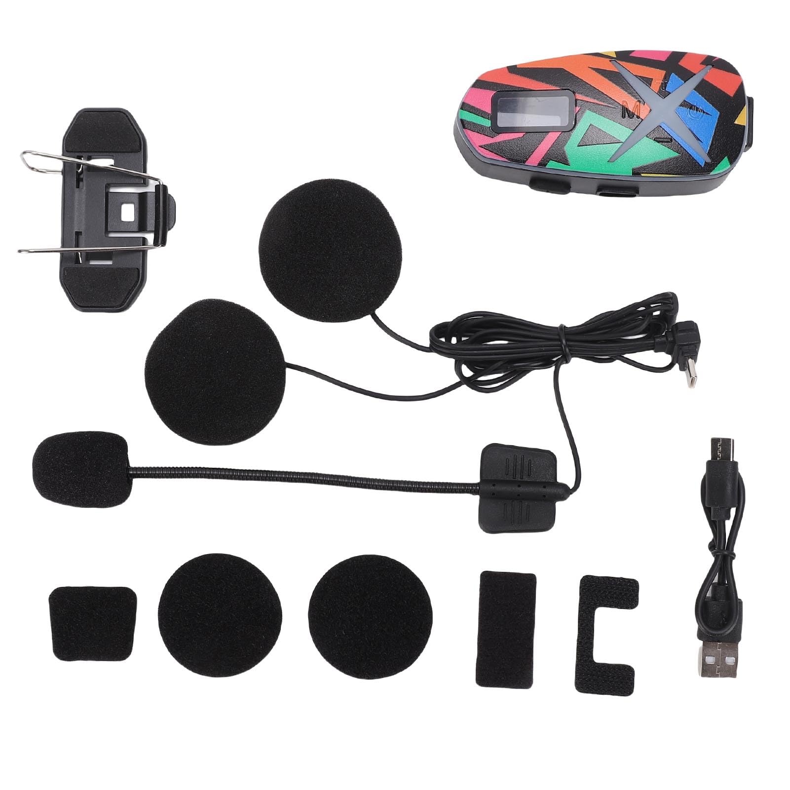 Cryfokt Motorcycle Helmet Speaker Compatible with Bluetooth | Lega di zinco antiruggine, 40 ore di durata della batteria, radio FM, funzione di miscelazione