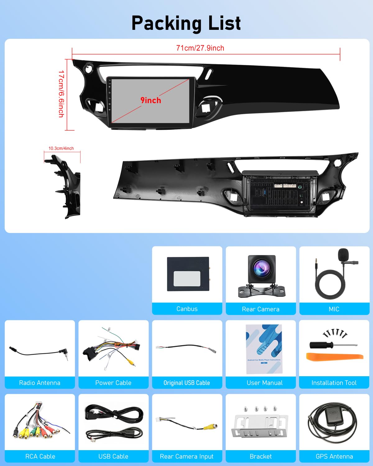 NHOPEEW Autoradio Android 2G+64G pour Citroën C3 2009-2016 - sans Fil Carplay & Android Auto - Stéréo Android 9 Pouces avec WiFi GPS FM RDS + AHD Caméra de recul&Mic