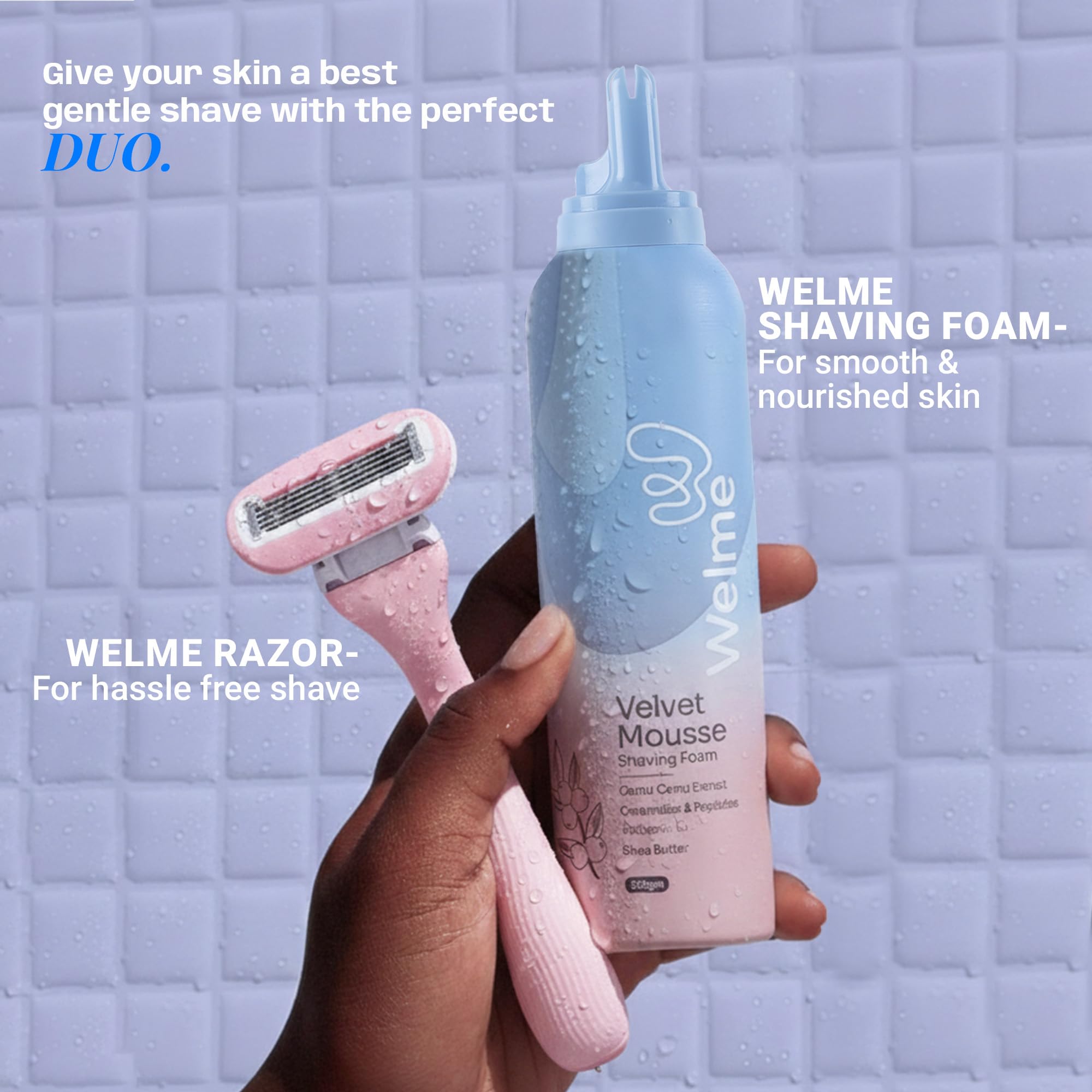 Welme Velvet Mousse Shaving Foam for Women | Camu Camu Extract, Ceramides & Peptides & Shea Butter Free from Sulphates & Parabens | 100% Vegan | Best for Smooth Shaves & Moisturizing | For Normal-Sensitive Skin | 200ml * 1 Pack 4