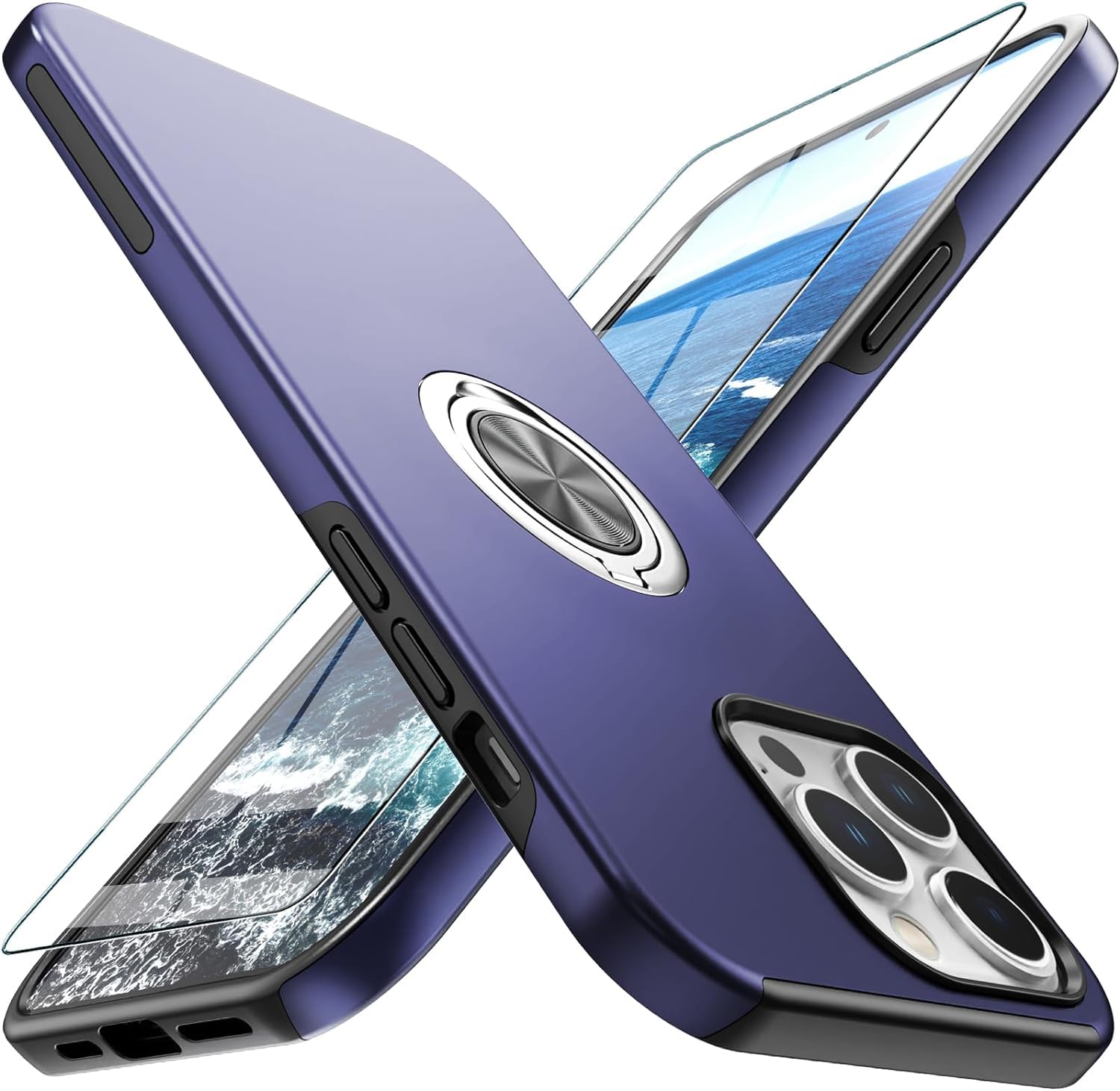 Écran brisé ? Coque iPhone 14 Pro Max hybride avec verre trempé bleu - 8