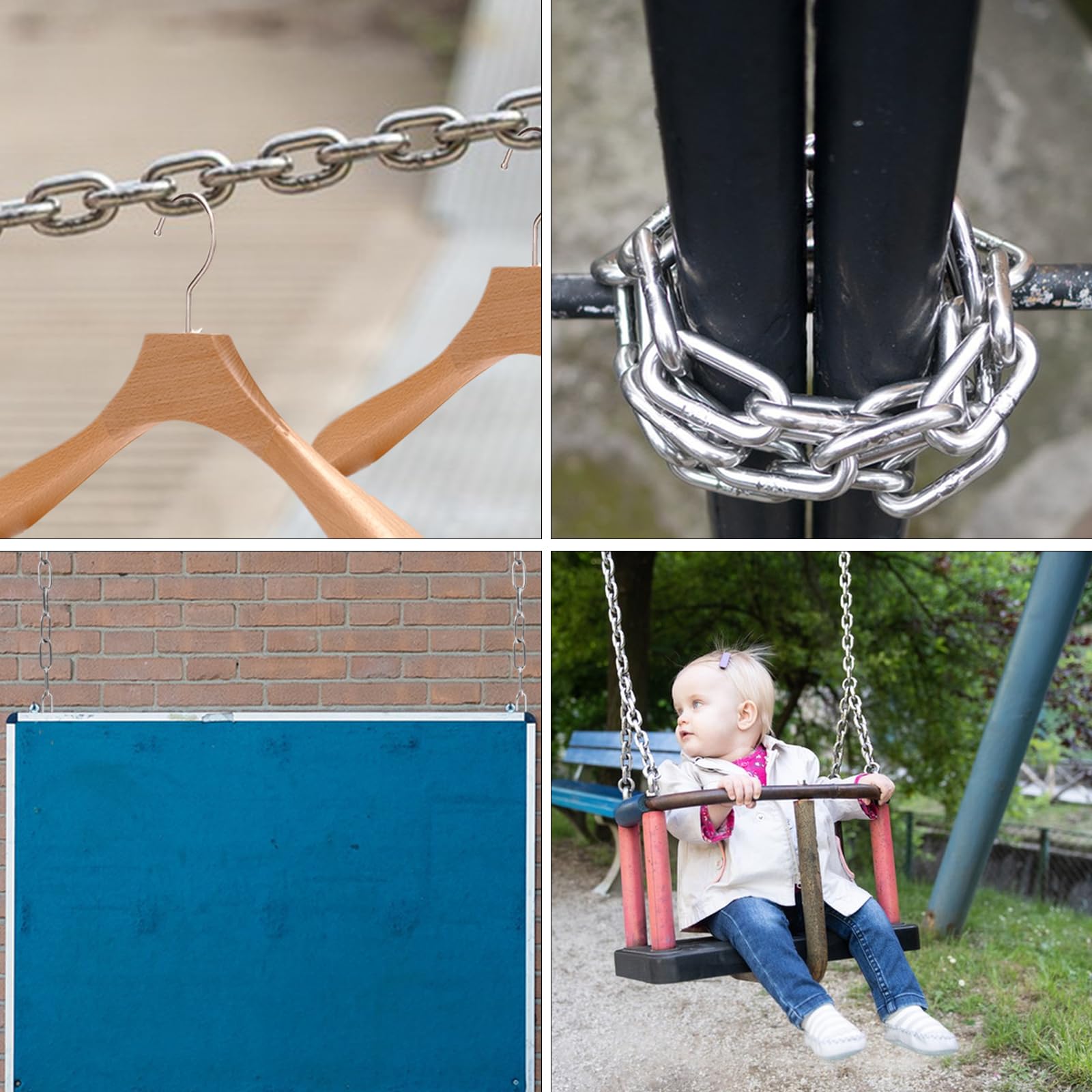 JMIATRY 10m - Ø 3 mmchainette metal 304, chaine de levage Chaîne en Acier Inoxydable pour clôture, Promenade et Chaîne de Chien, Chaîne De Séchage, Charge Maximale de 80KG