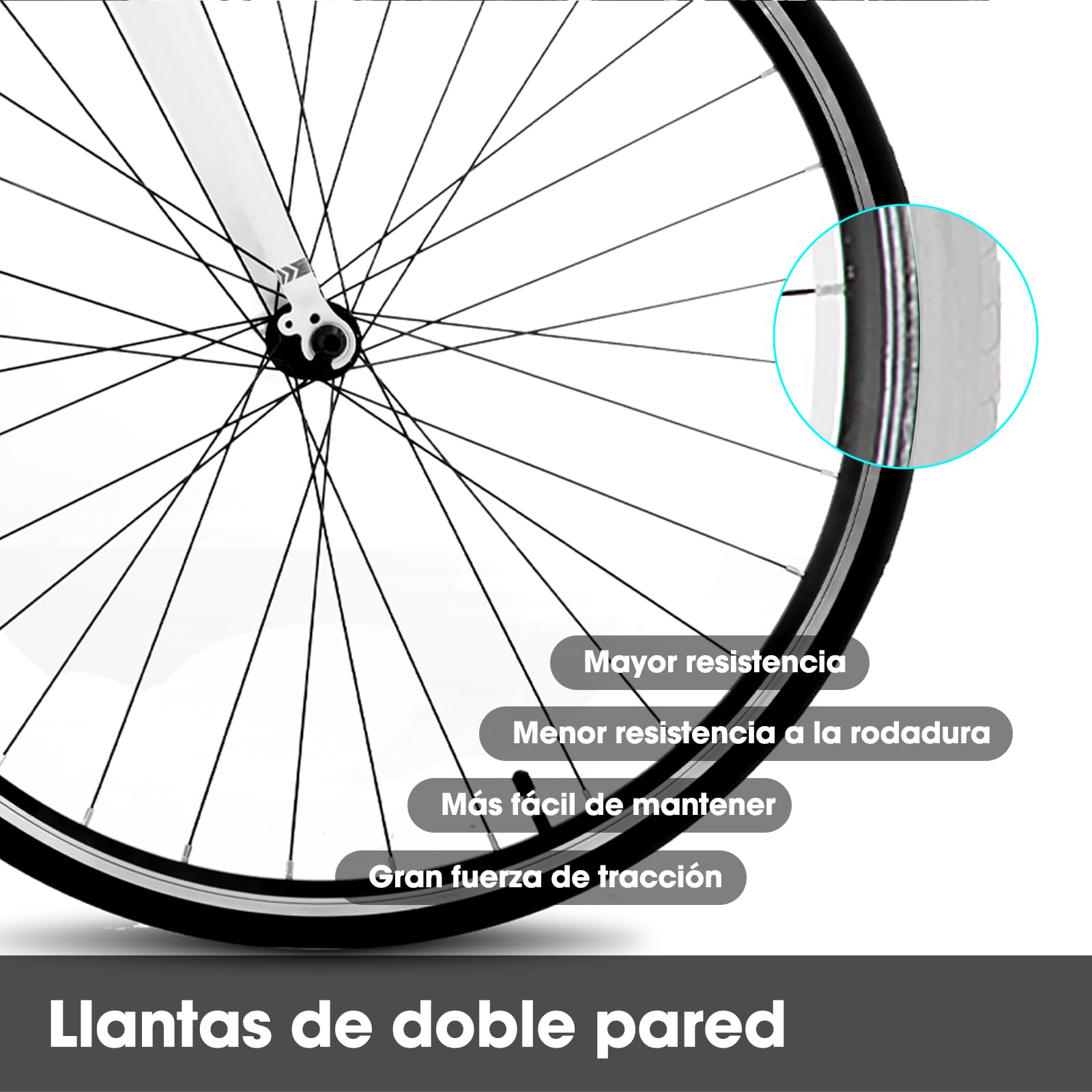 Hiland Bicicleta de Carretera 28 Pulgadas, Cuadro de Aluminio 700C Unisex, Frenos de Llanta Delanteros y Traseros, 14 Velocidades, Cuadro 490/530/570 mm, Negro/Blanco