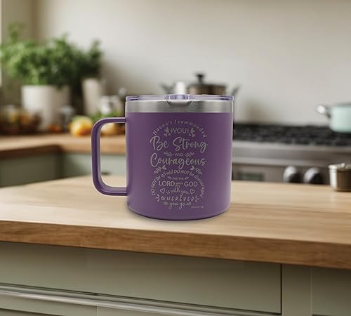 Miniatura 2 de Regalos cristianos para mujer, regalo inspirador religioso de 14 onzas, taza de Joshua 19 Verse Be Strong Courageous, regalo para Navidad, Día de la